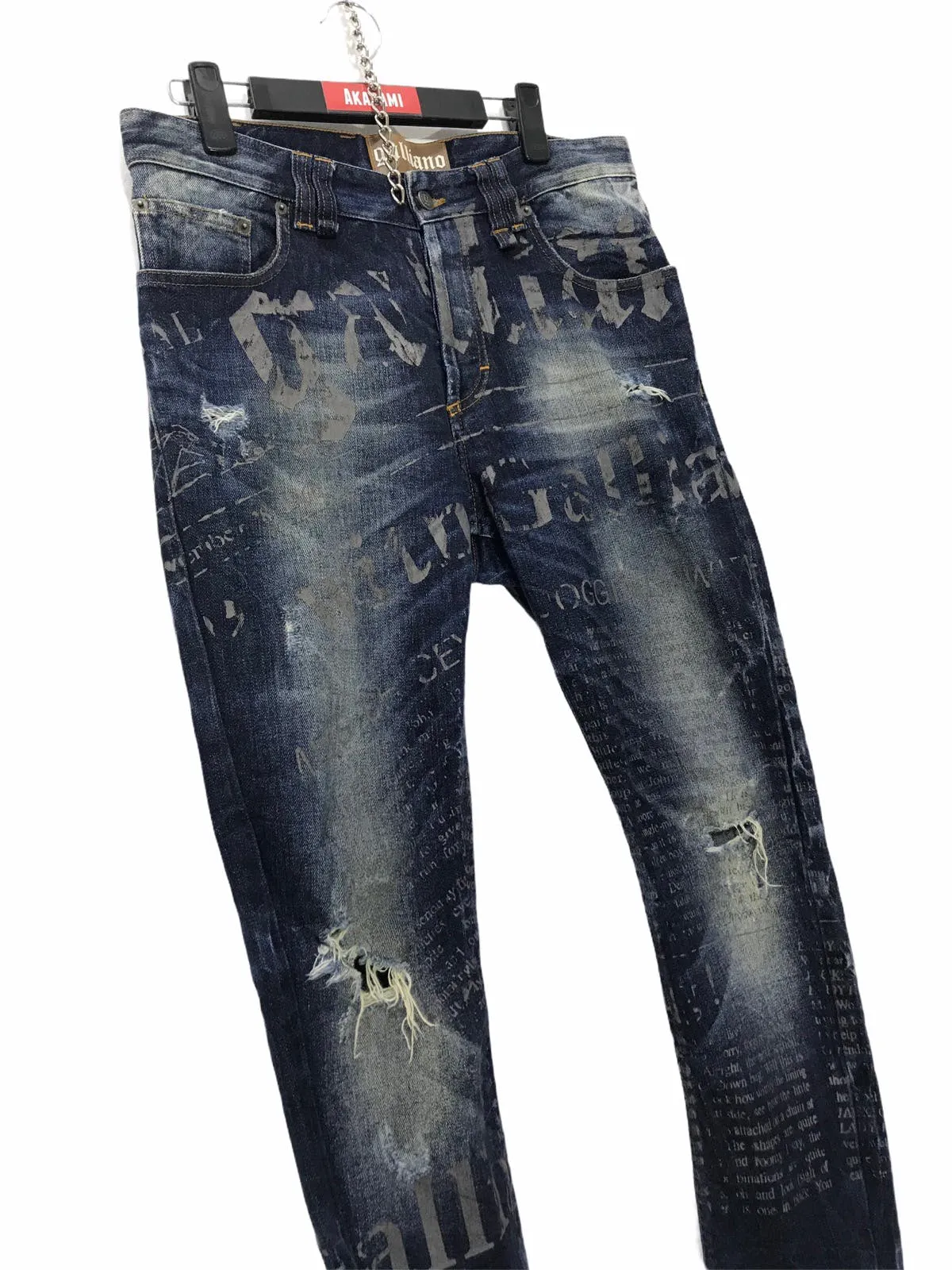 ⚡️Rare Galliano Newspaper Full Distress Skinny Stretch 6🟦