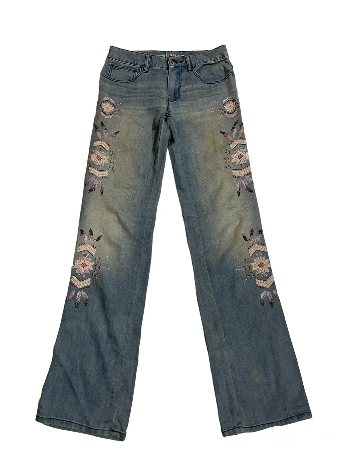 Vintage GAP Kids 1969 Native Motif Embroidery Denim Pants