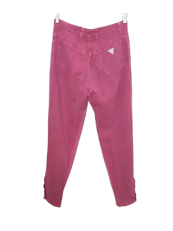 Vintage 90s GUESS Talon Ankle Zipper Magenta Denim Pants
