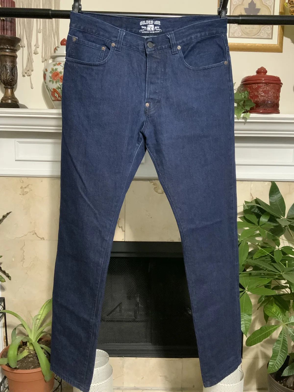 New York Indigo Blue Selvedge Denim Button fly jeans