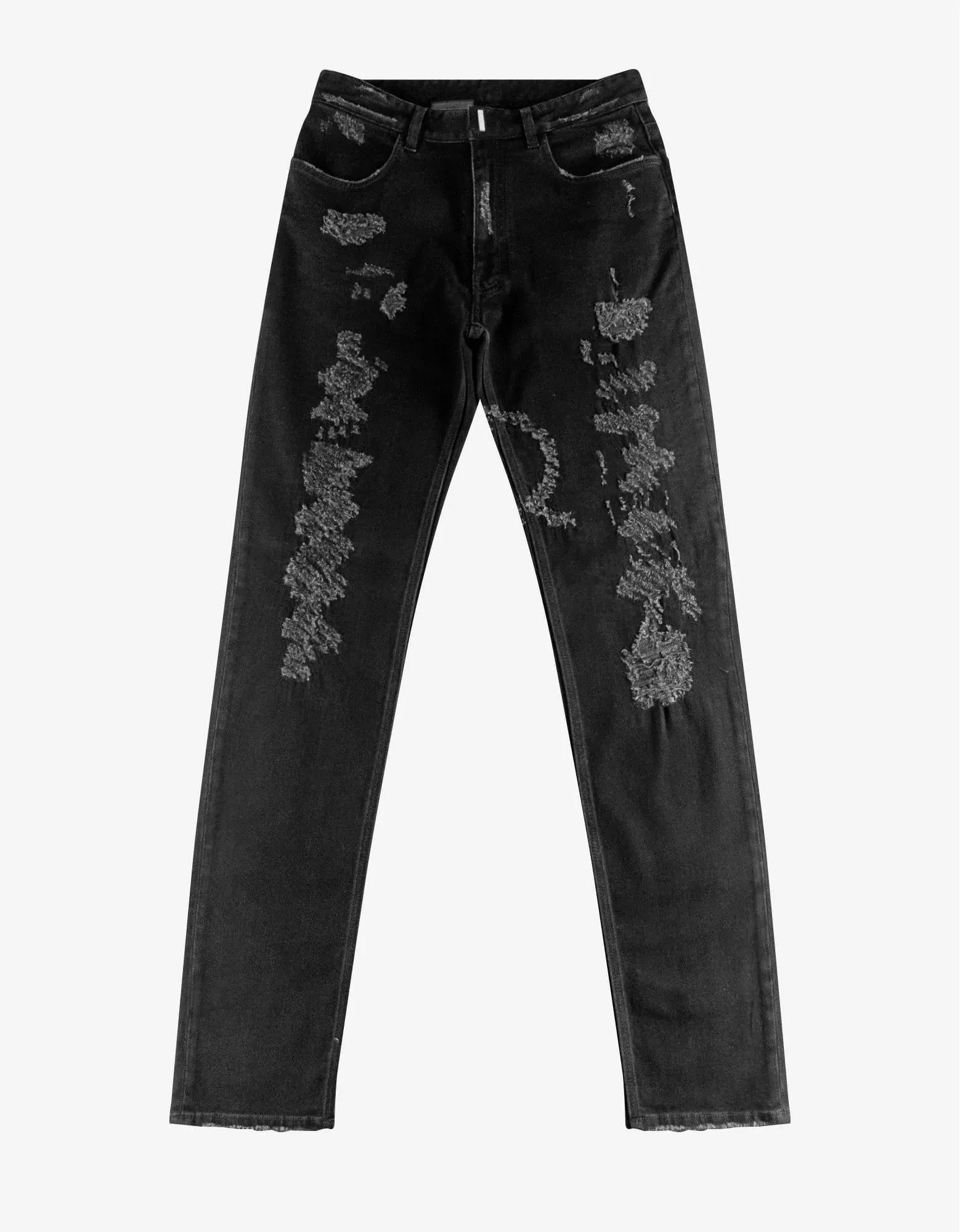 Black Destroyed Denim Slim Jeans