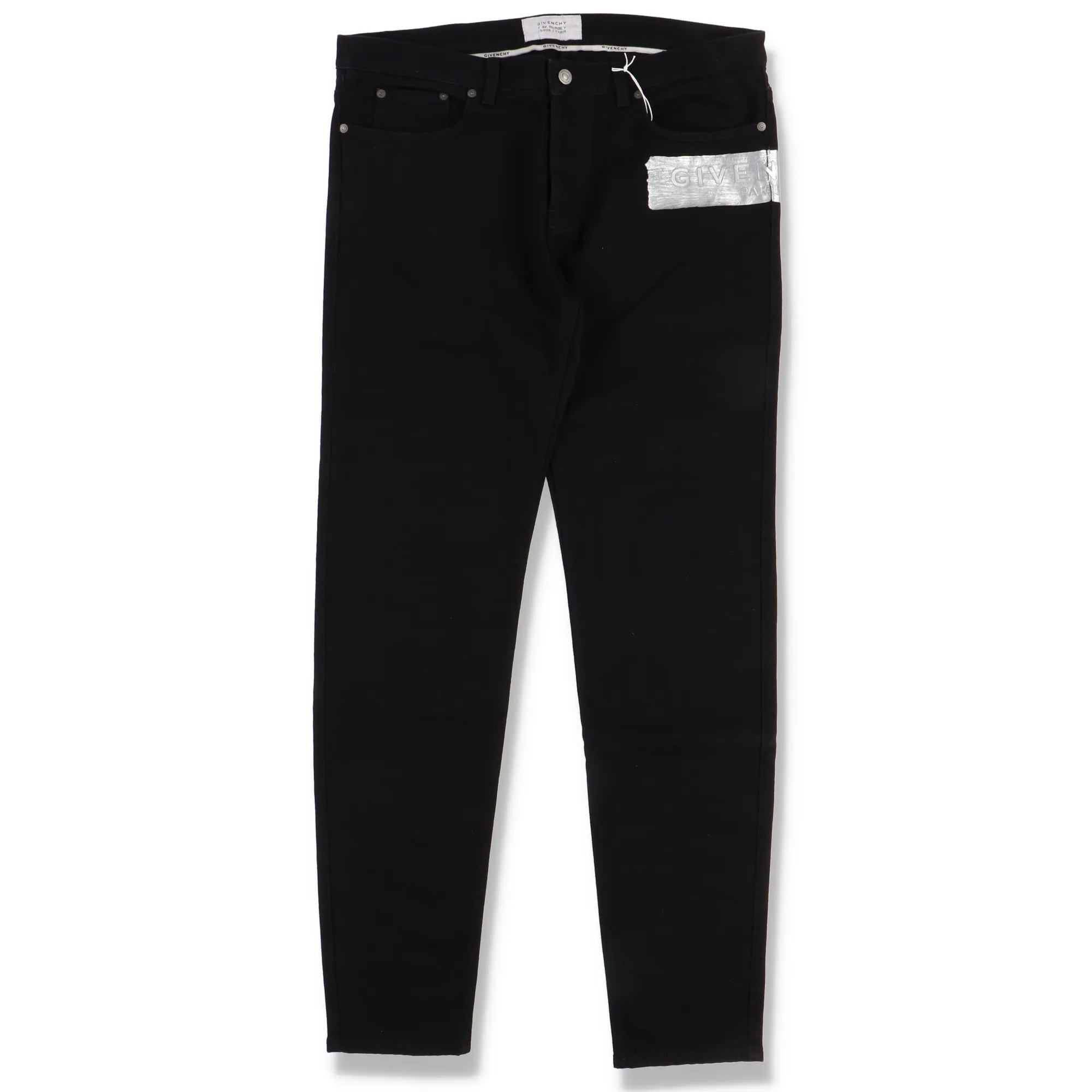 Black Latex Band Logo Skinny Jeans