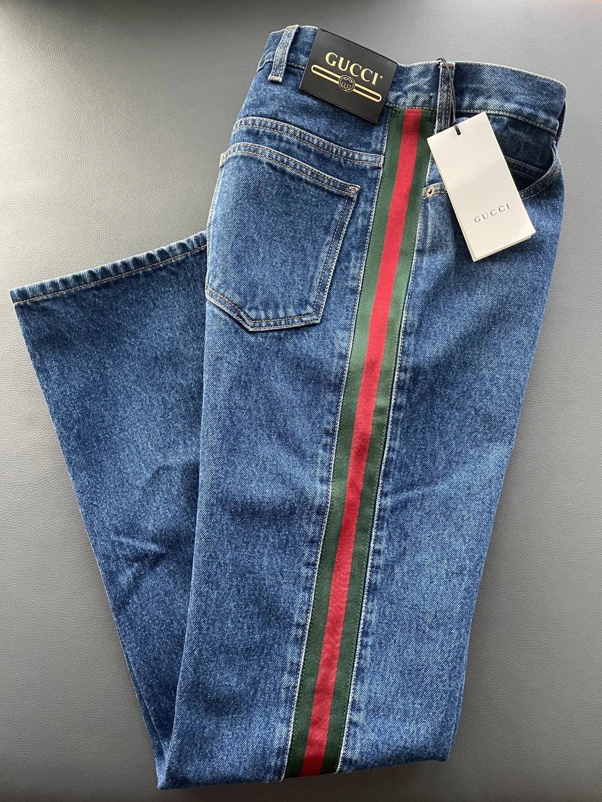 Super Runway Limited Rare Gucci Striped Washed Denim Jeans