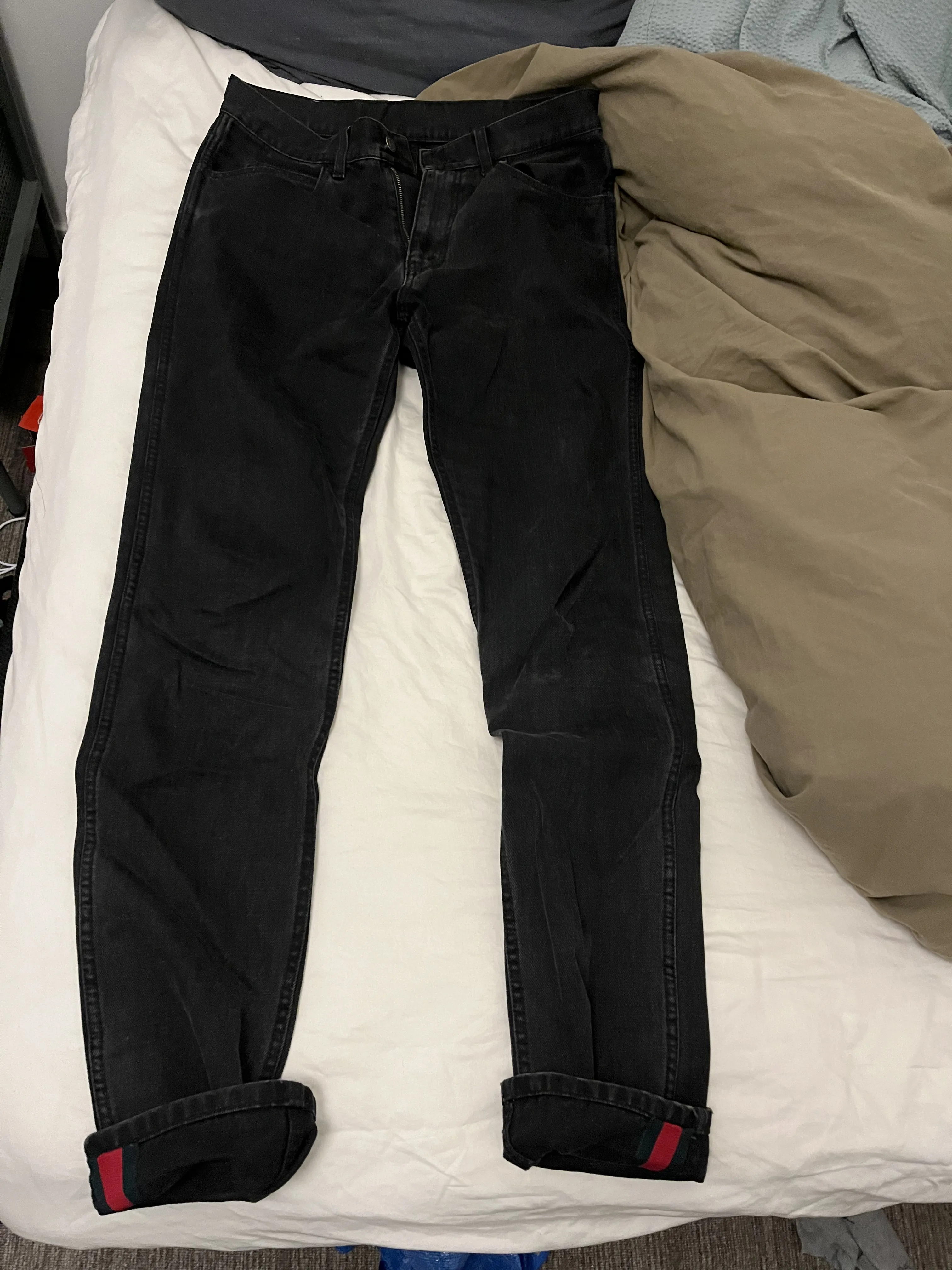 Gucci Web Cuff Black Jeans