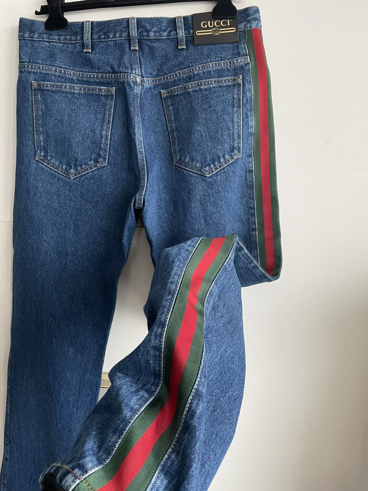 Limited Brand New Runway Gucci Striped Washed Denim Jeans