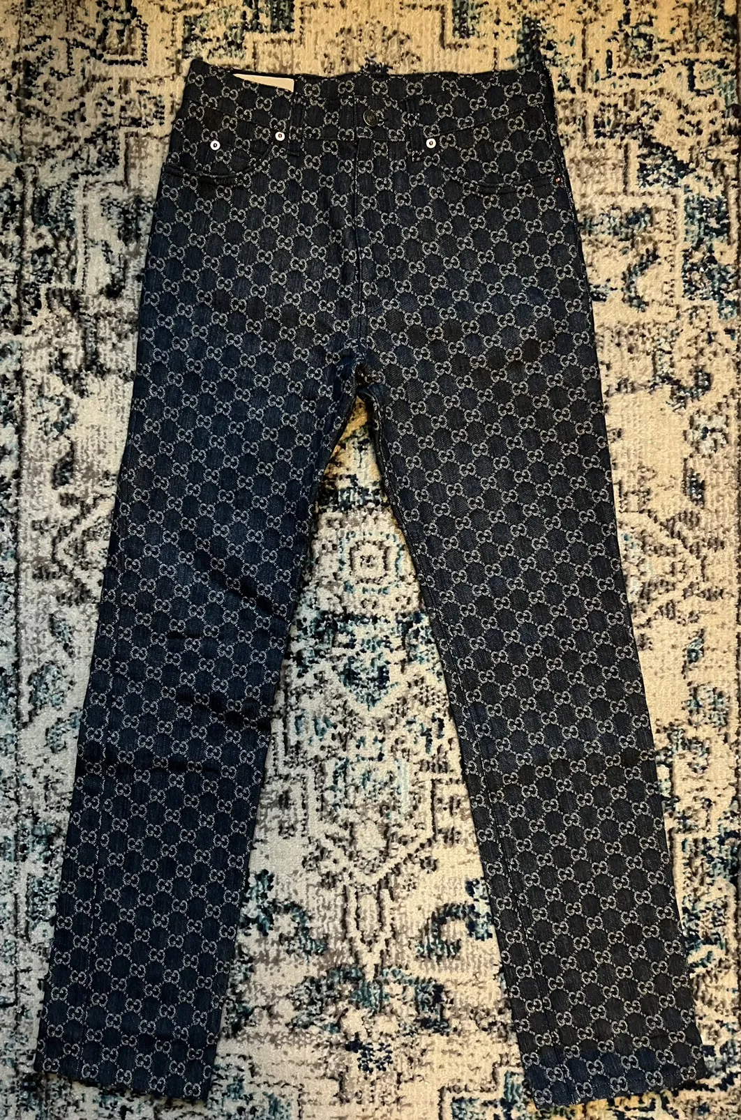 Washed GG denim pant