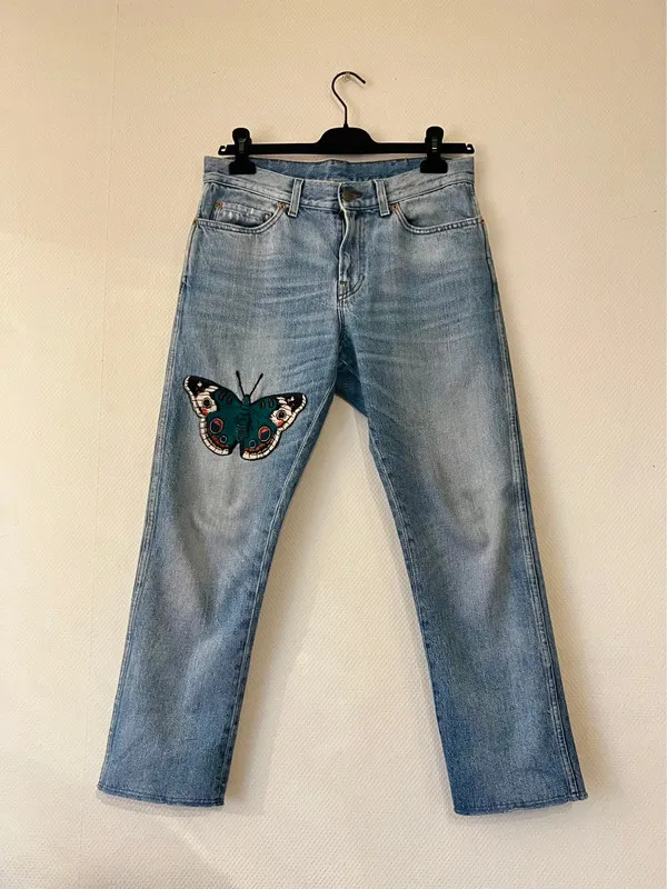 Gucci Light Blue Embroidered Denim