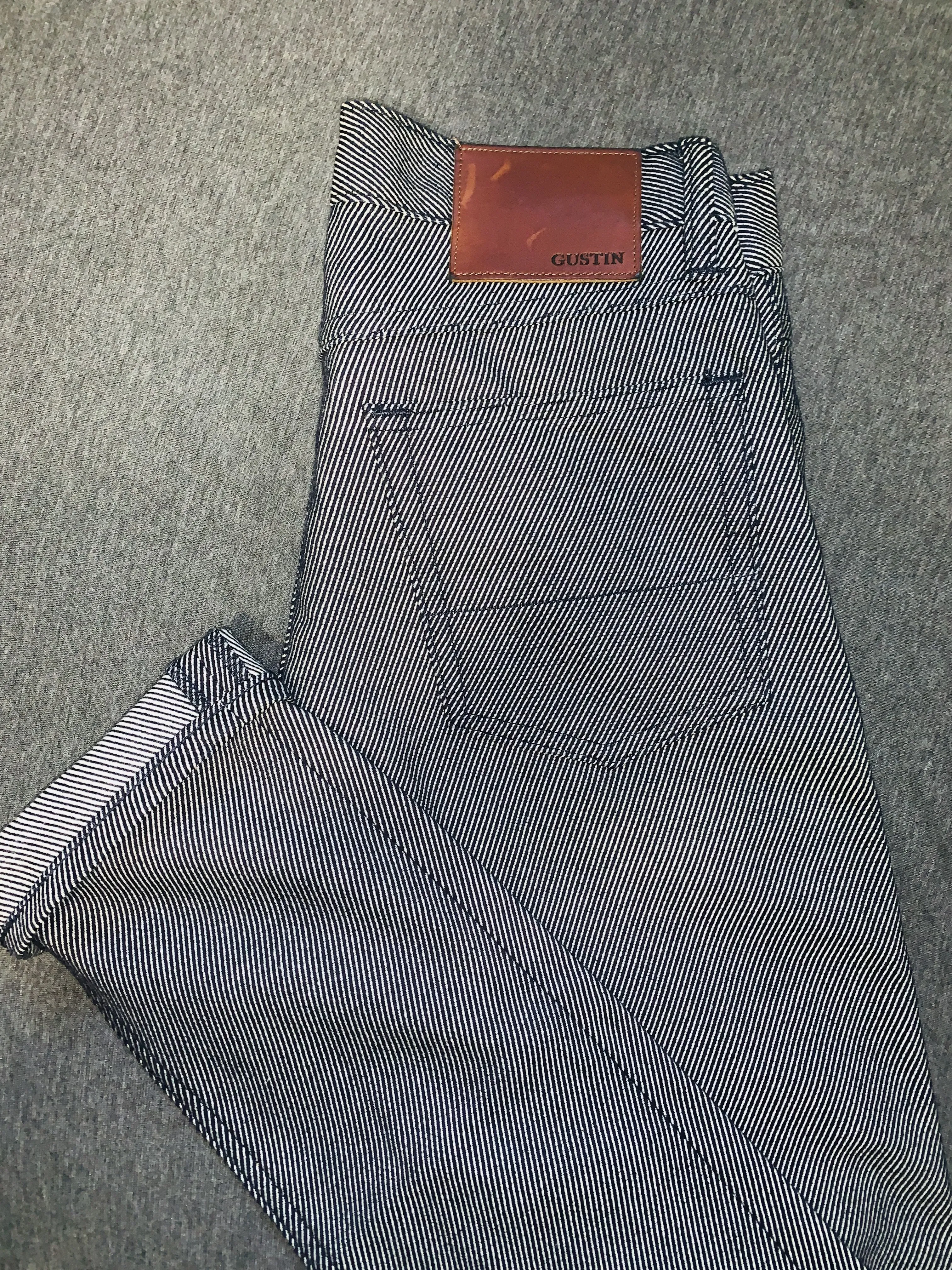Gustin Lightweight Black and White Wabash 5-Pocket Jean