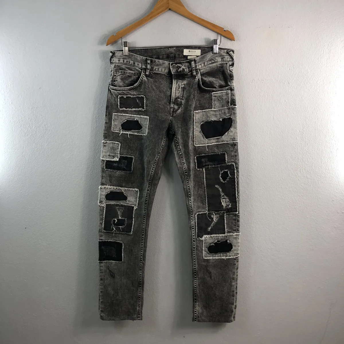 H&M & Drain Patchwork Distressed Design Denim Jeans Pants