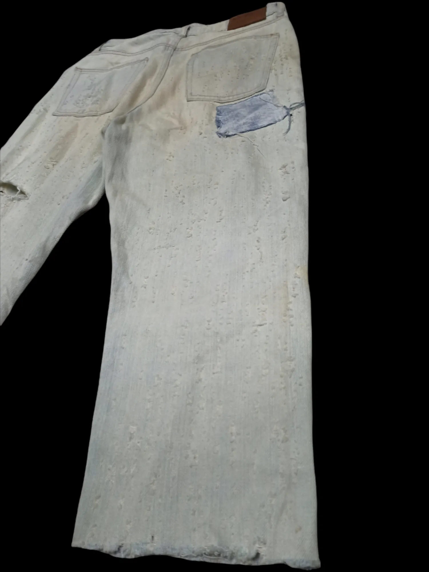 distressed patchwork H&M ripped light wash denim