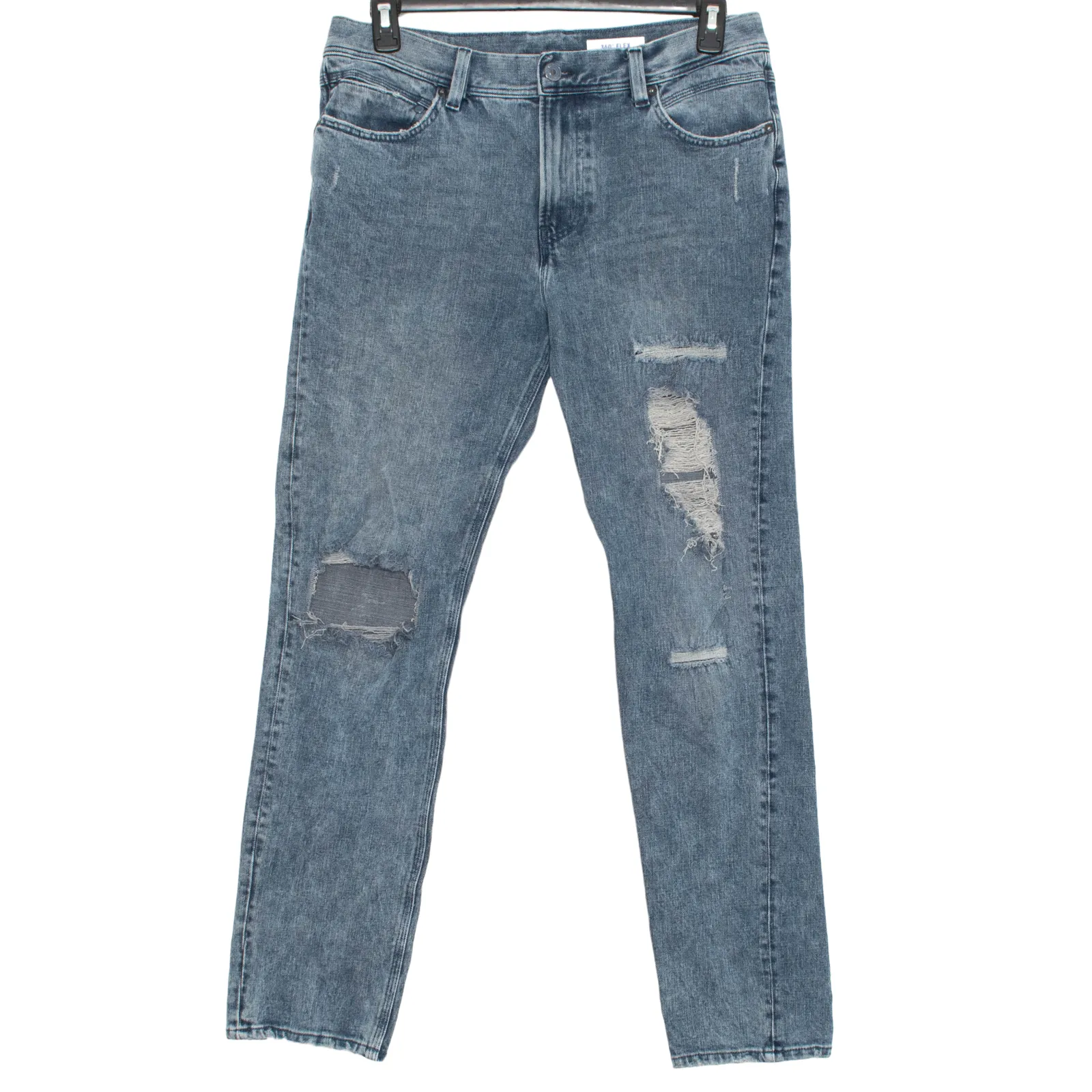 &Denim Mens Jeans Slim 360 Flex Distressed Blue 34 AZ