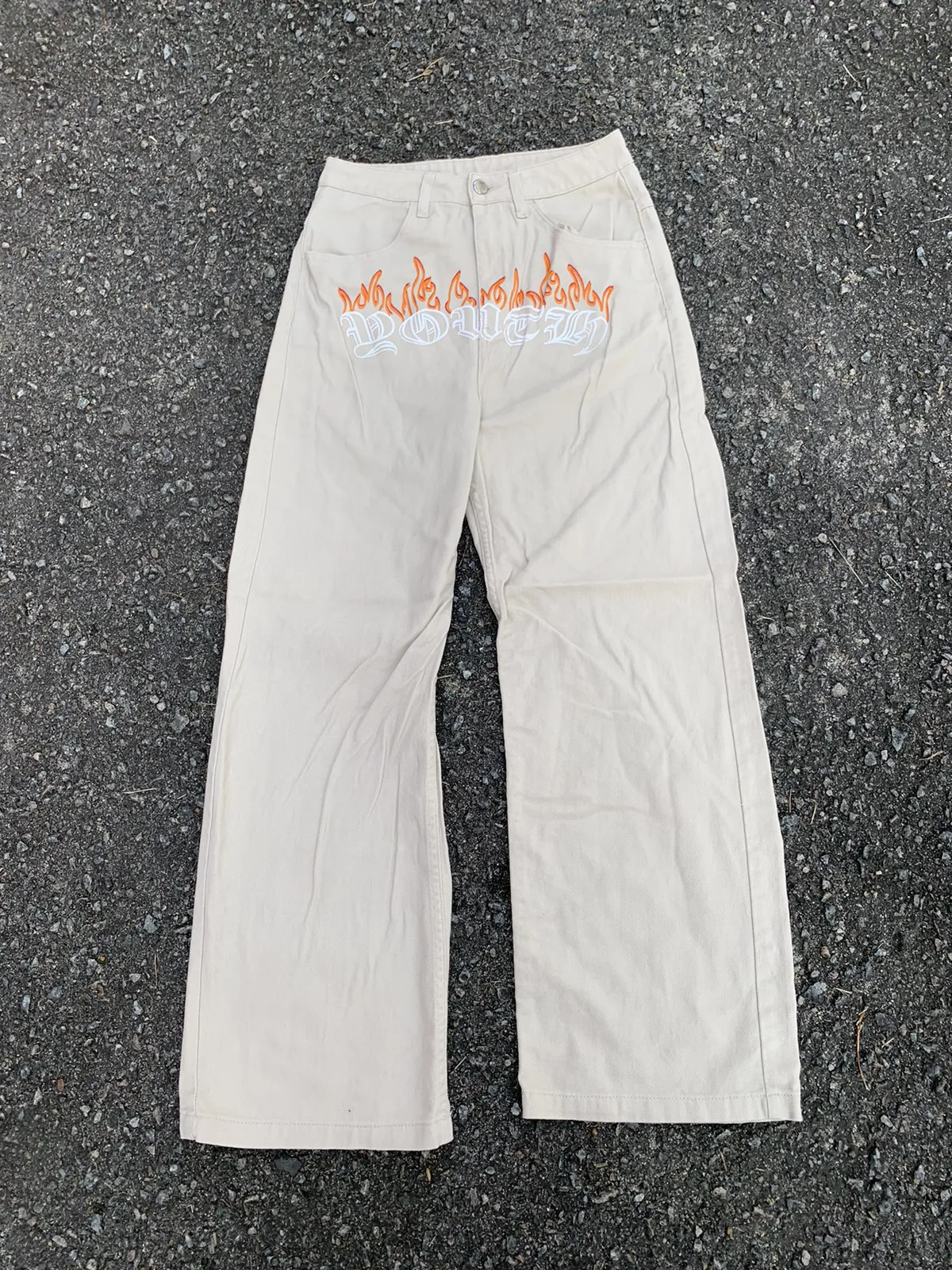 Rare! H&M Divided Youth on Fire Spellout Denim Pants