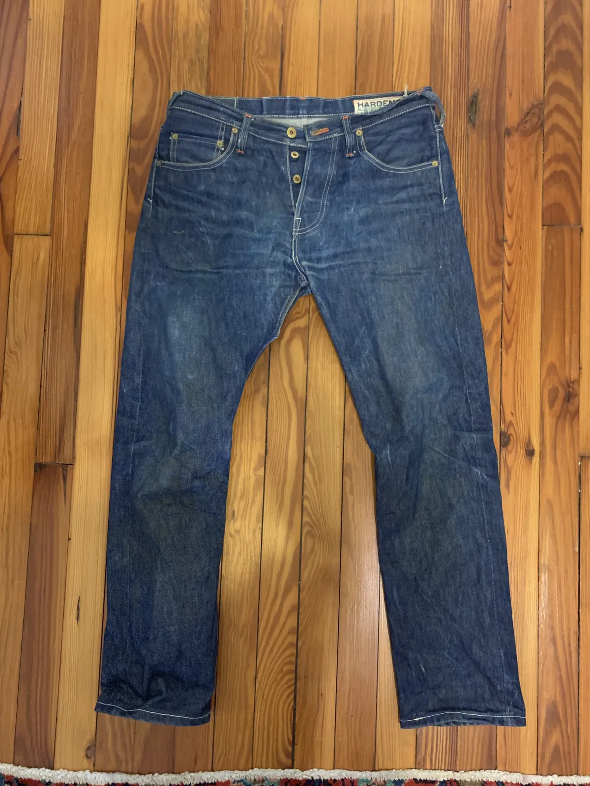 Raw Denim, Natural Indigo Raw Denim, Worn and Repaired