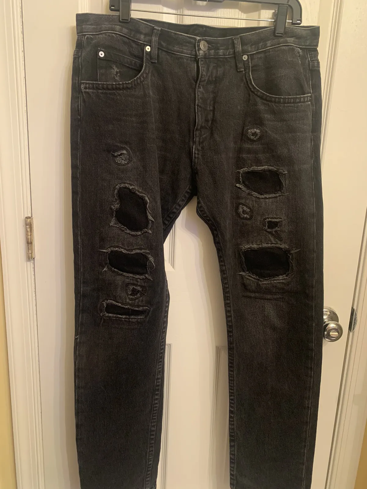 Helmut Lang Mr 87 distressed black denim!