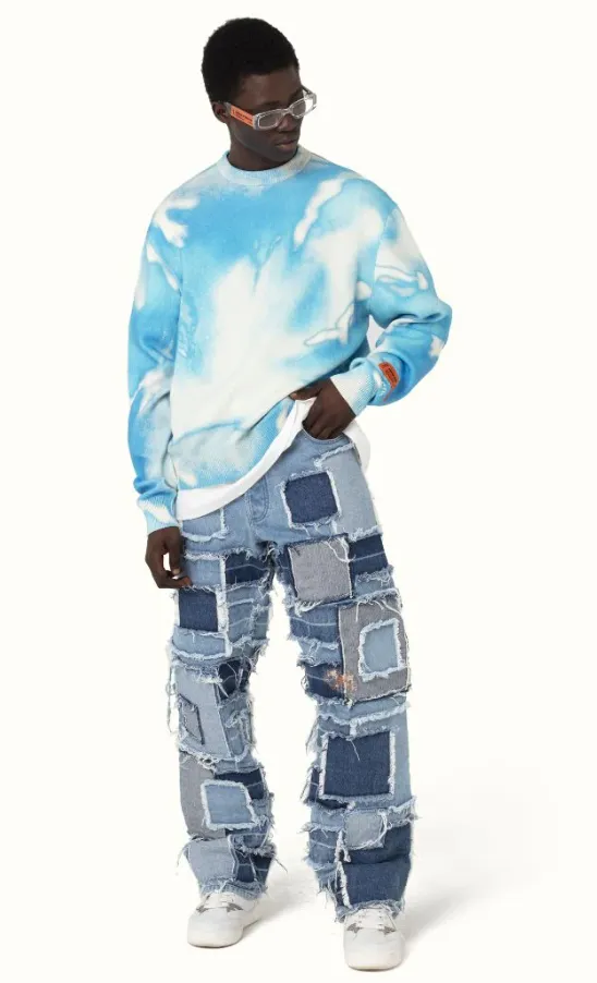 HERON PRESTON PATCHWORK REG 5 POCKETS VINTAGE BLUE Size 32