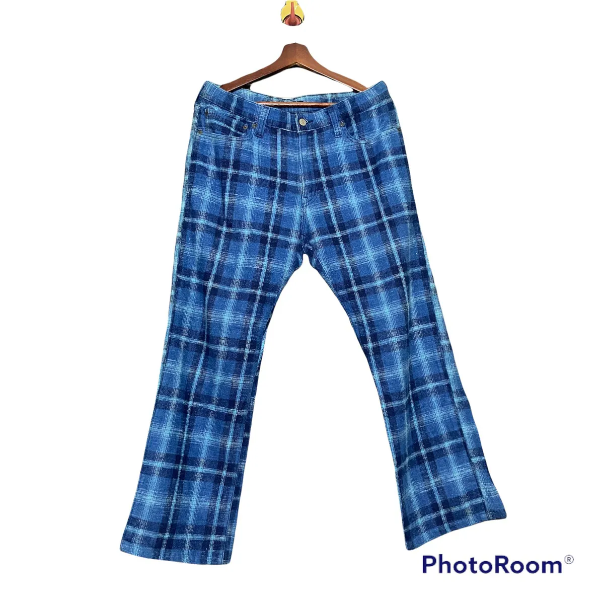 Blue/blue indigo iron heart corduroy denim pants vintage