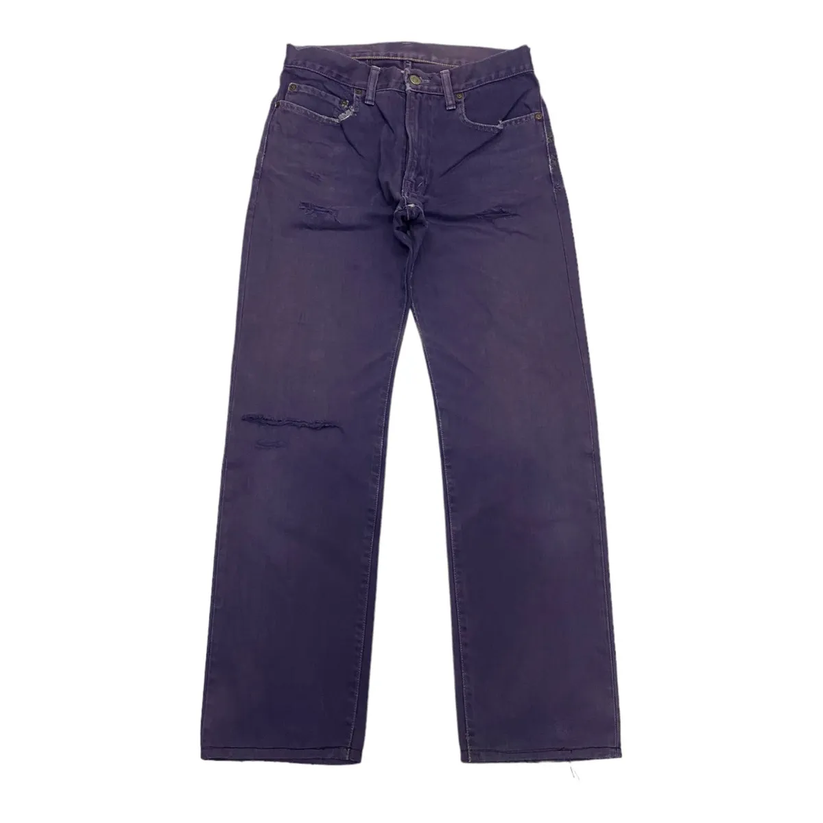 HOLLYWOOD RANCH MARKET DISTRESSED FADED FATIGUE DENIM PANTS
