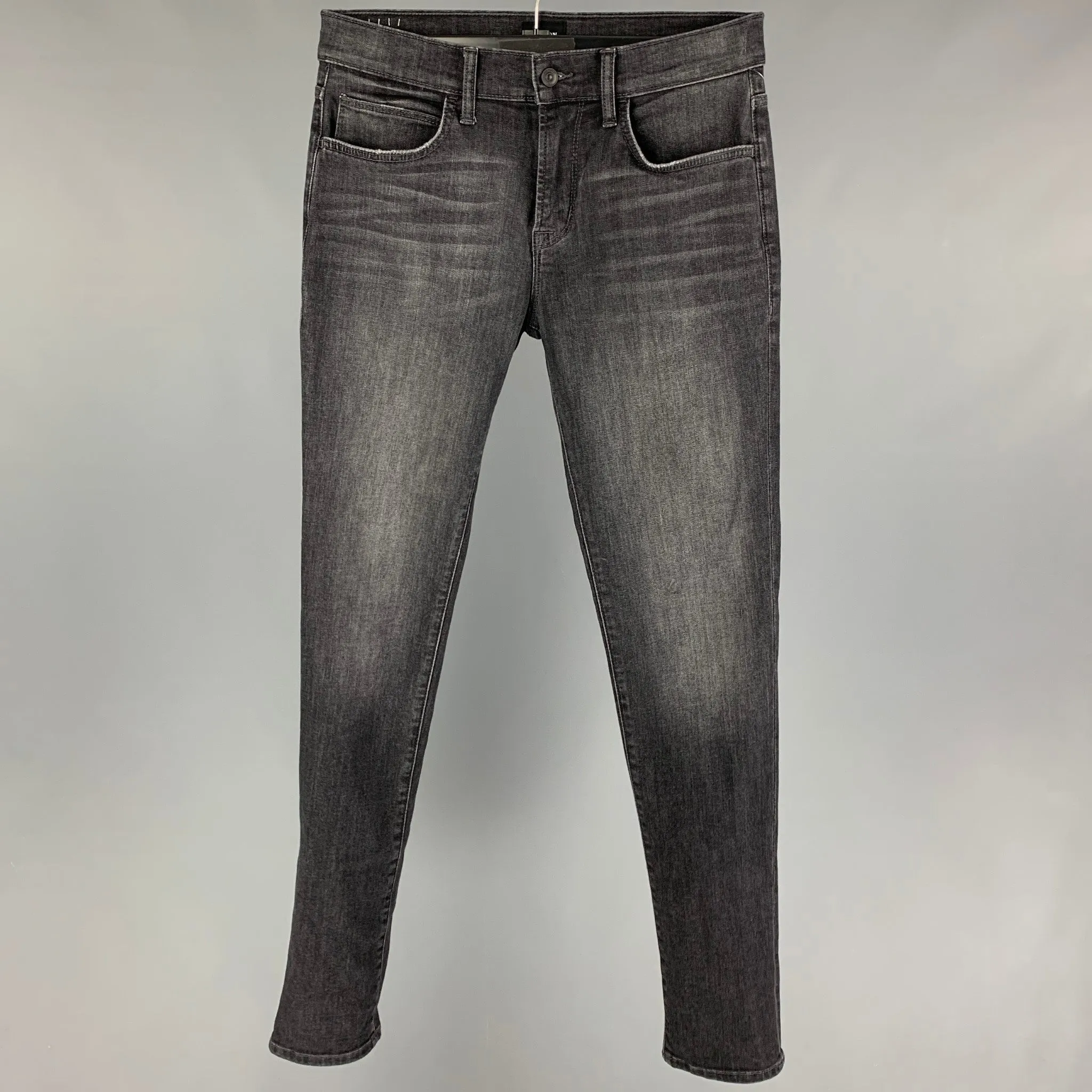 Charcoal Washed Cotton Blend Skinny Jeans