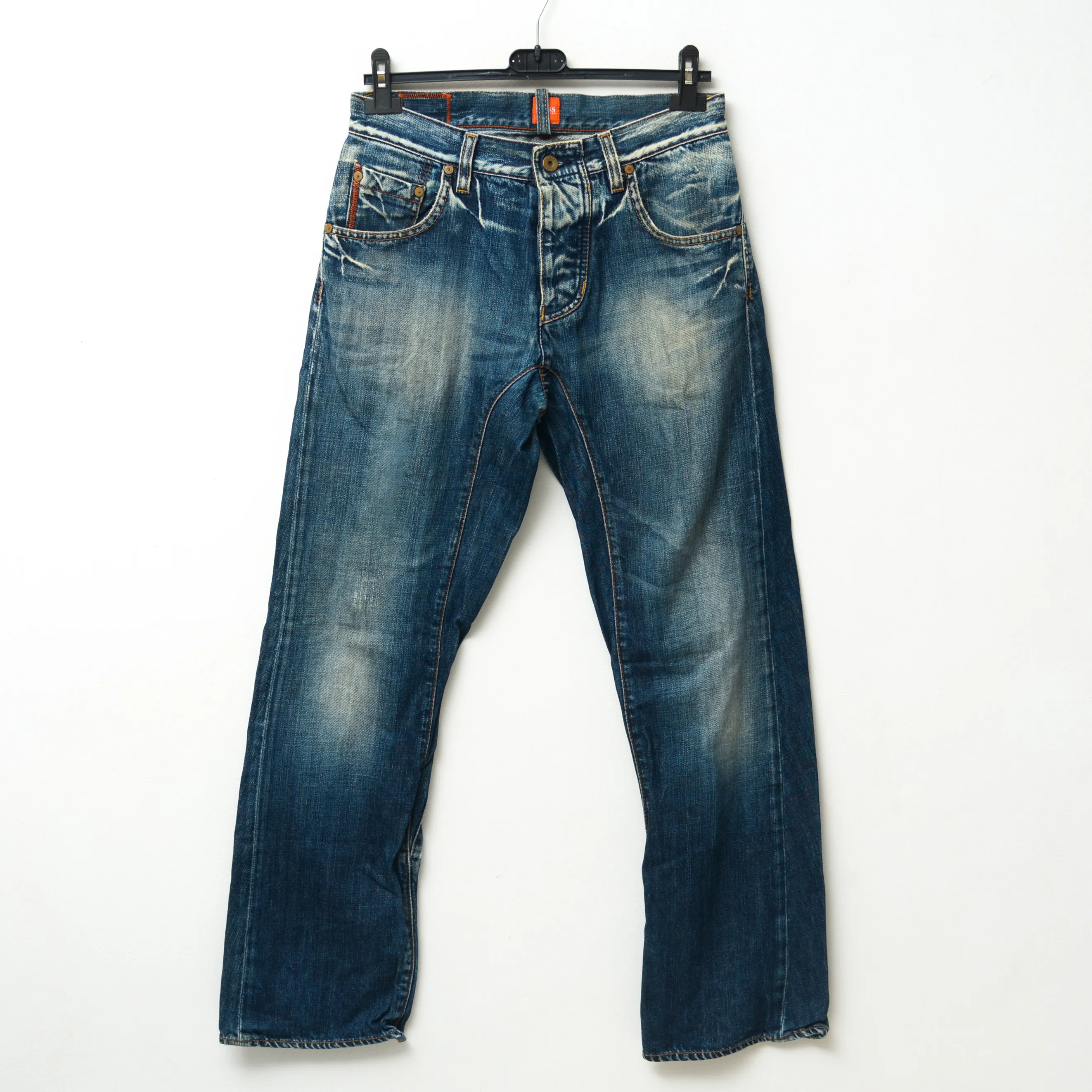 Men's 'Orange 47' W31 L32 Blue Straight Jeans Denim Pants
