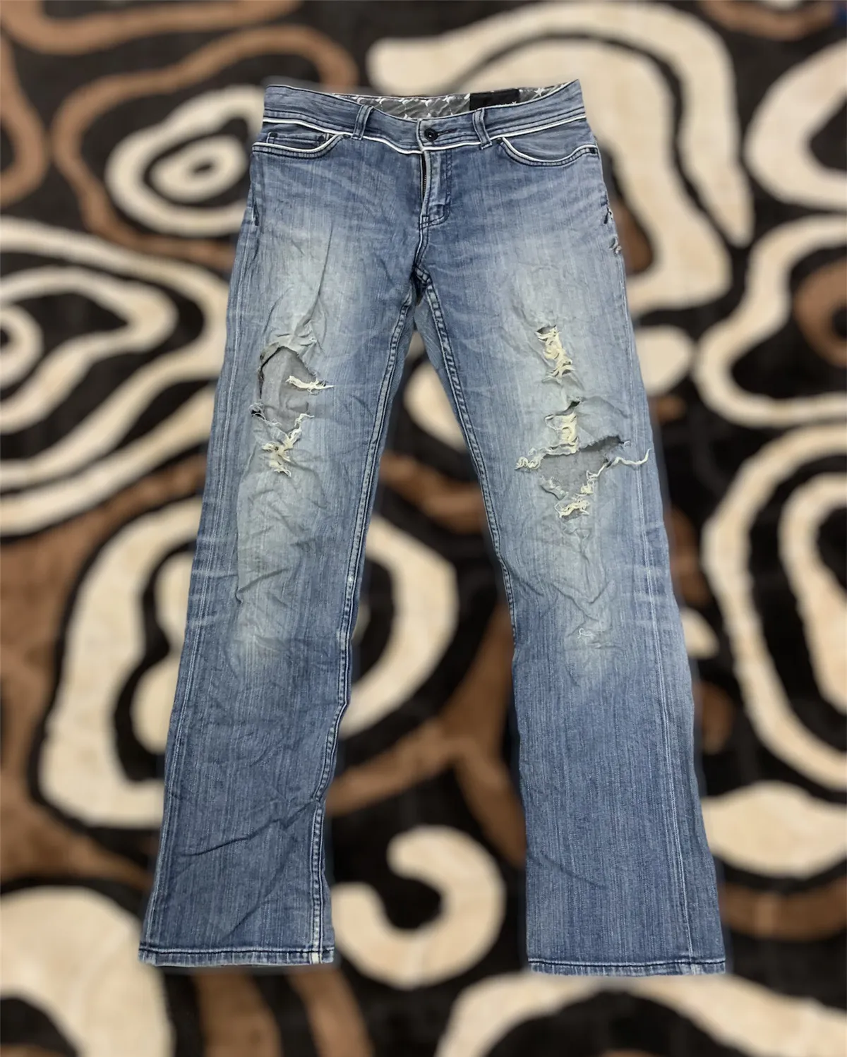 HURLEY Indigo Disstressed Denim Rugged Punk Rock Style Jeans