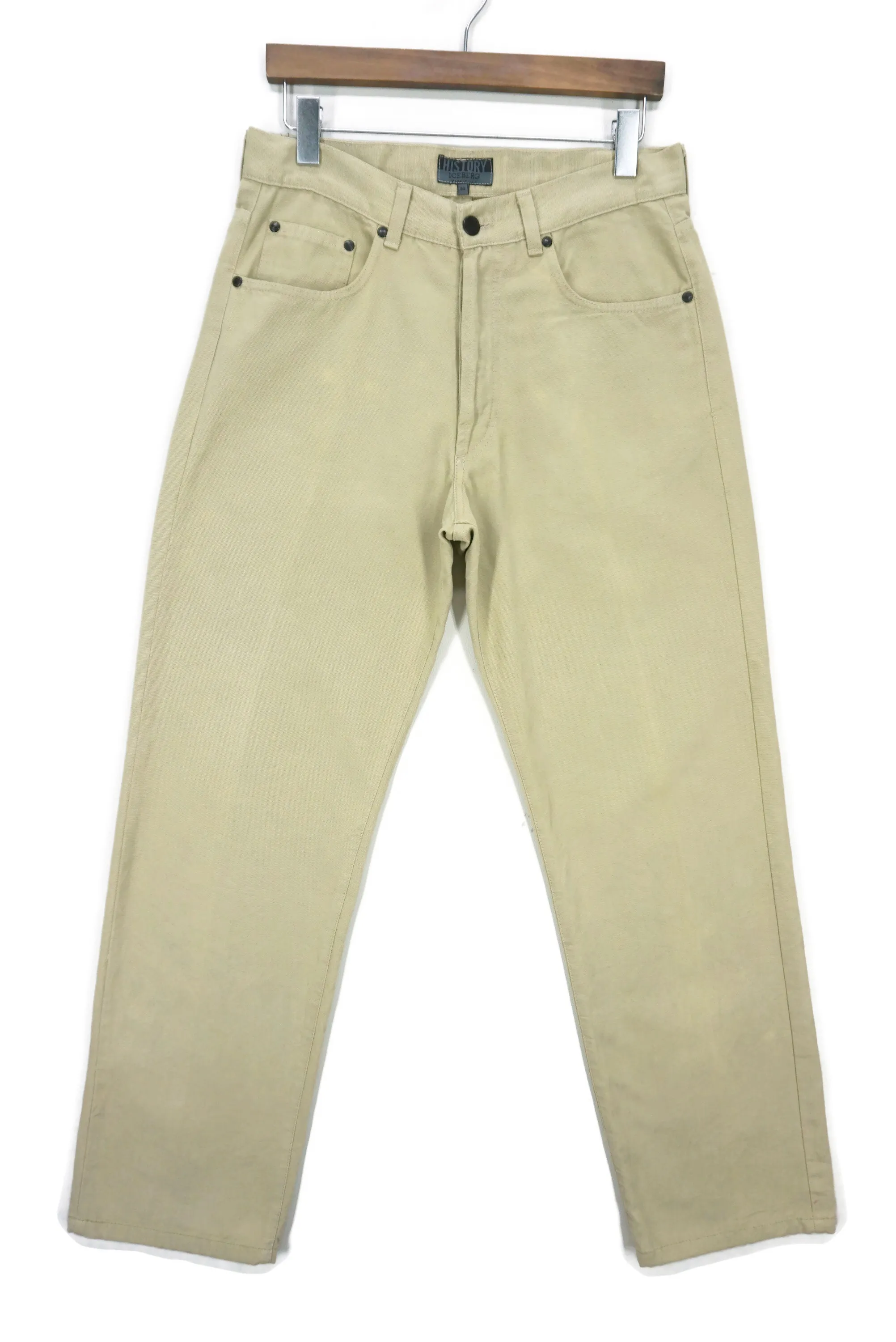 Button Fly Casual Jeans Straight Leg Pants Made in Italy