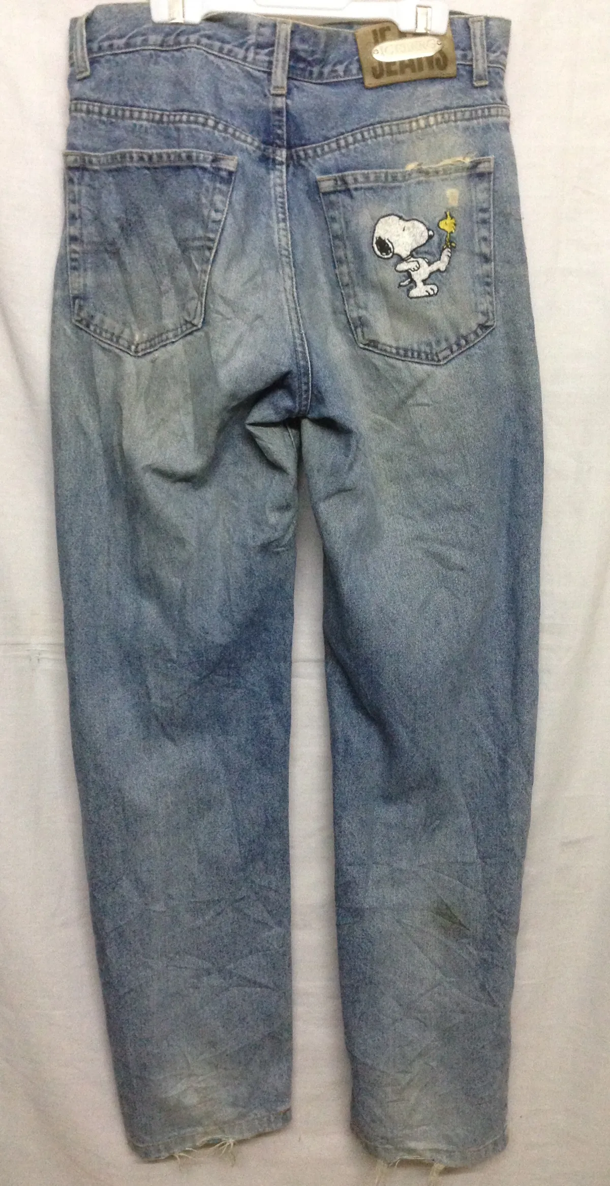 Iceberg Ripped Denim Embroided Snoopy Woodstock Denim Made Italy