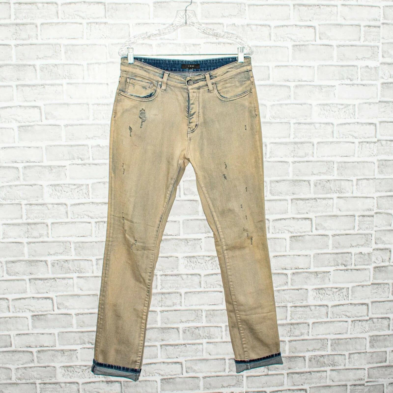 IRO Denim Men's Nygel Slim Fit Distressed Jeans in Gray Blue