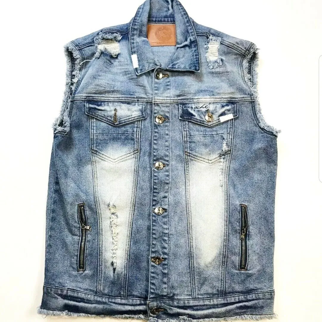 IRO OCHI MENS 100% Authentic Jean Denim Vest Size Medium Sleeveless Collared New