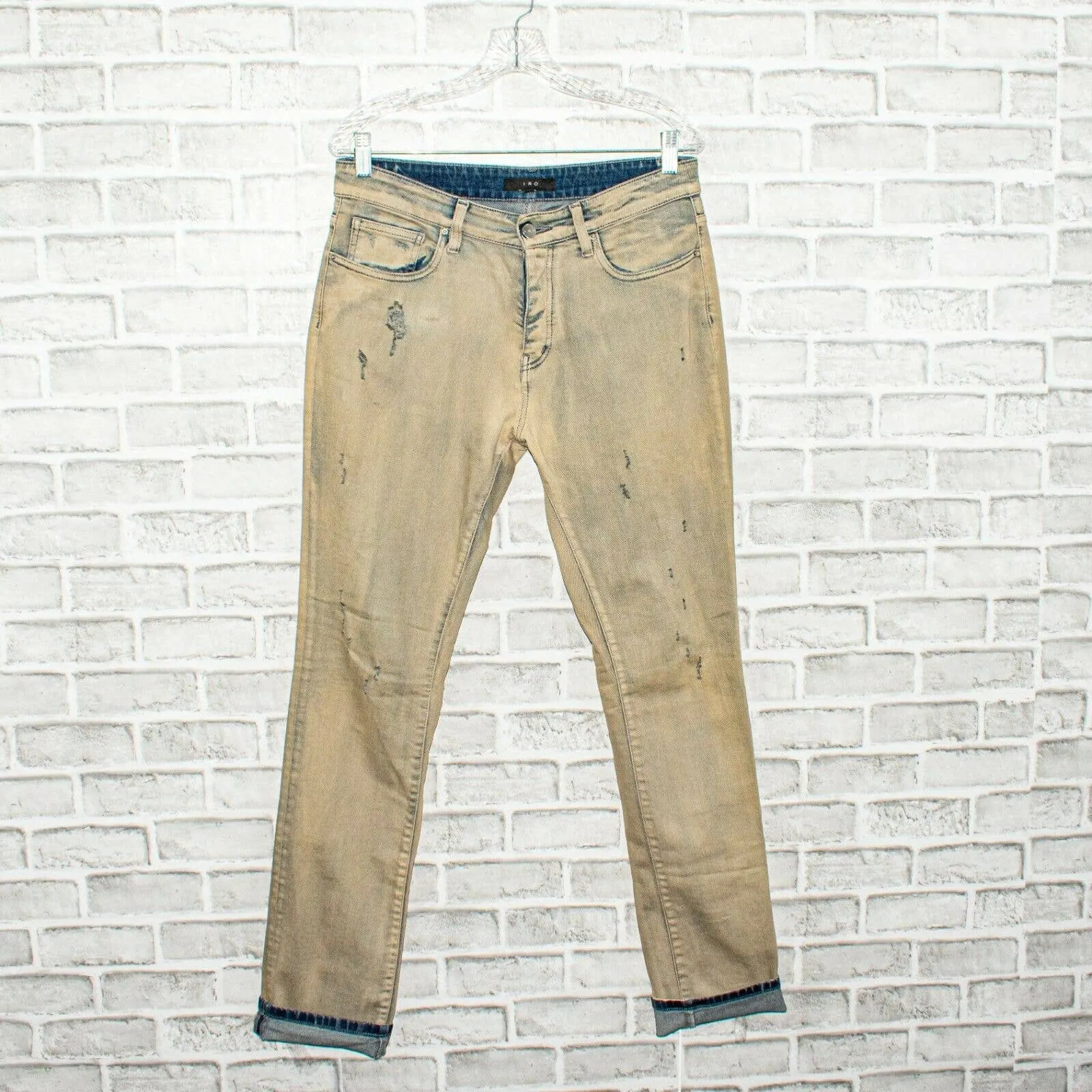IRO Denim Men's Nygel Slim Fit Distressed Jeans in Gray Blue