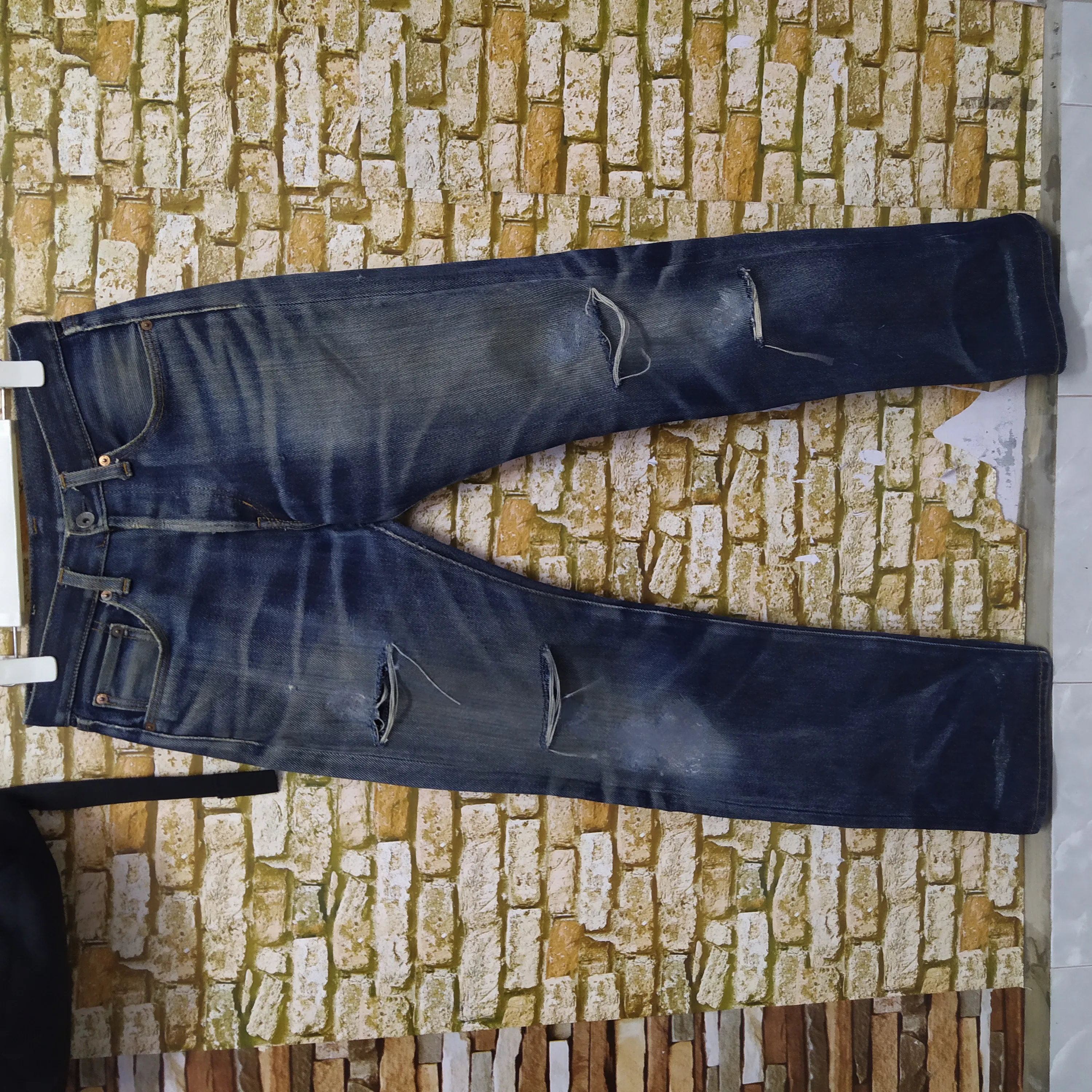IRON HEART 634 DISTRESSED DENIM BIKERS UNSELVEDGE (D164)