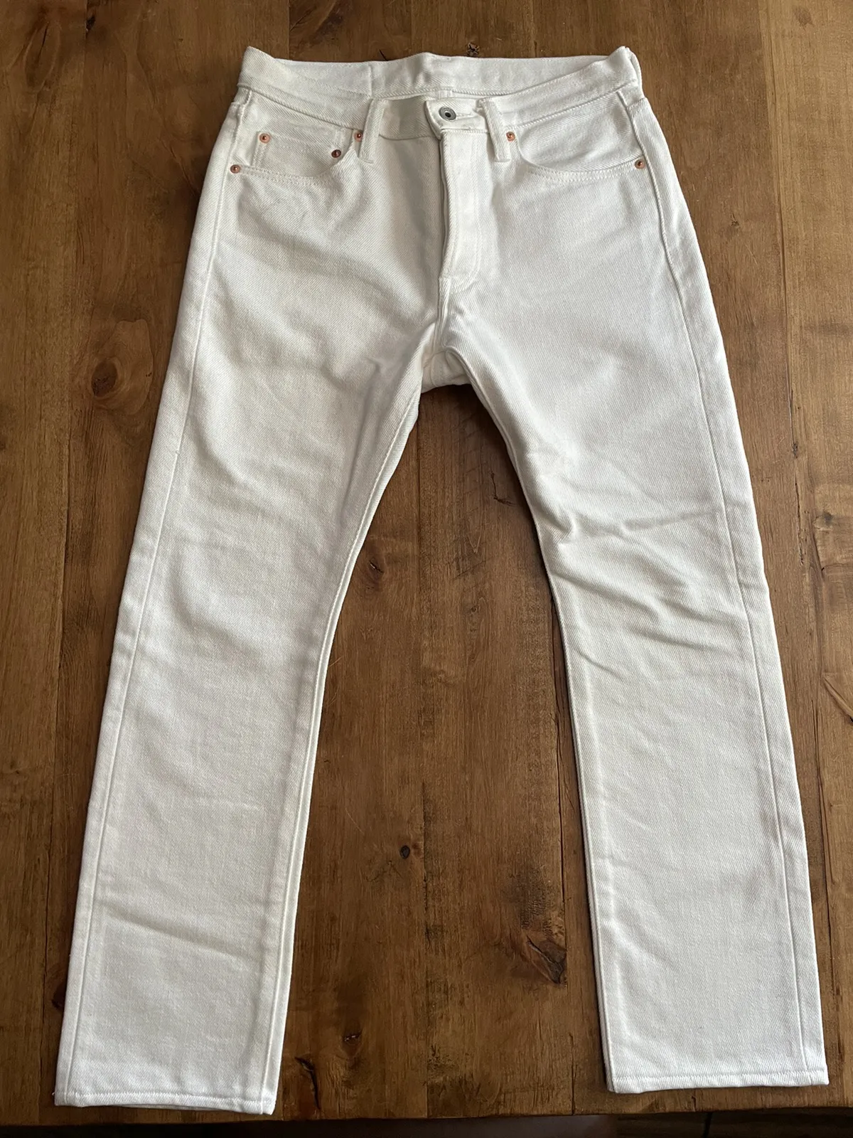 Iron Heart 555S-WH 21oz Selvedge Denim Super Slim - White