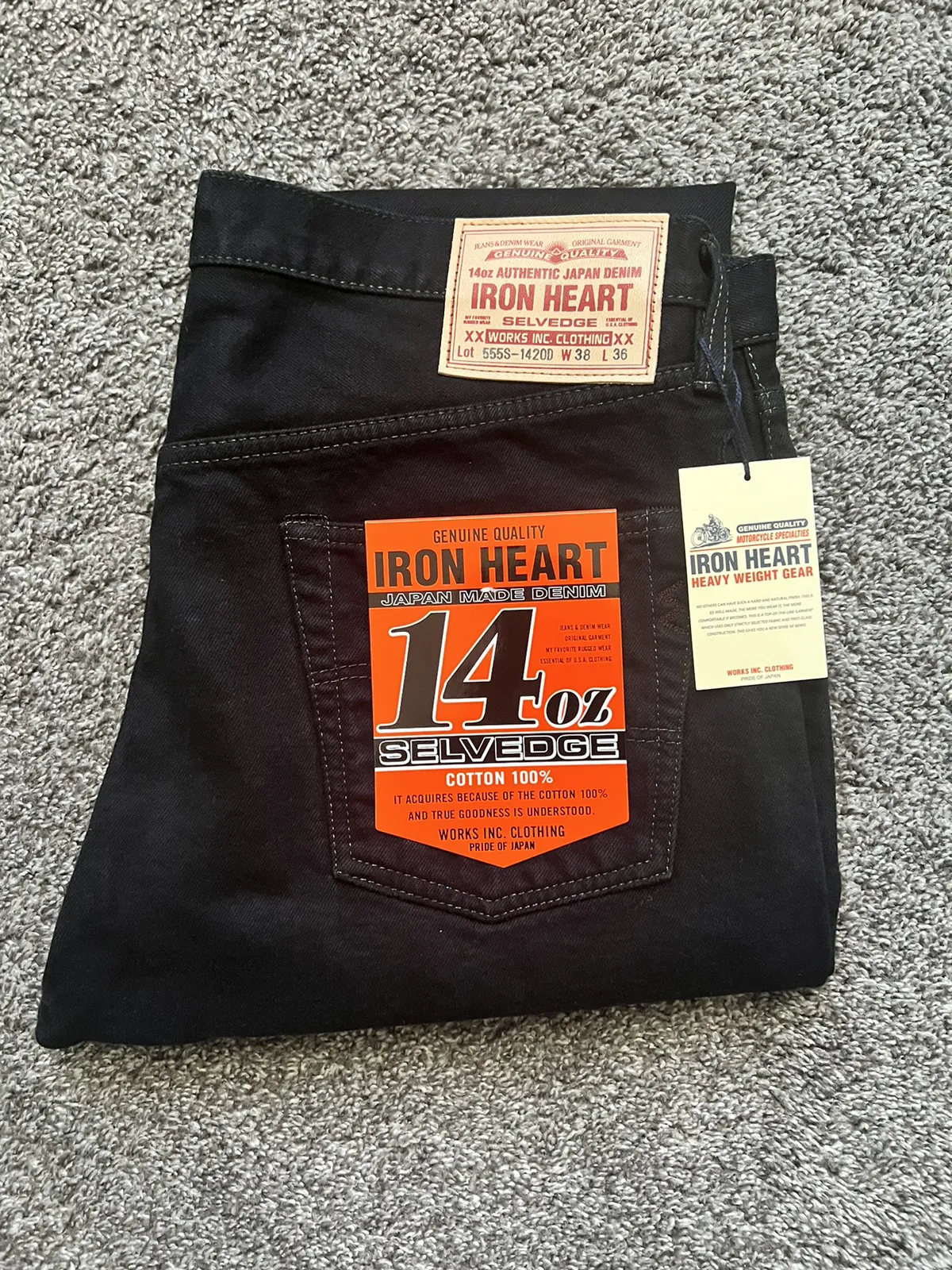Iron Heart 14oz Selvedge Denim Super Slim Overdyed Black
