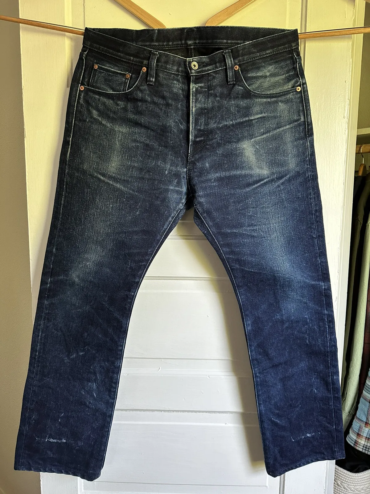 IH-555S-19ib super slim cut selvedge jeans - indigo/black