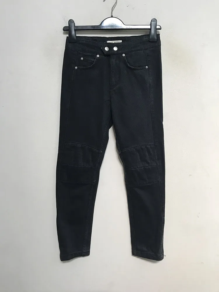 Isabel Marant Pour H&M Made in Turkey Hem Zippers Black Biker Jeans Pant
