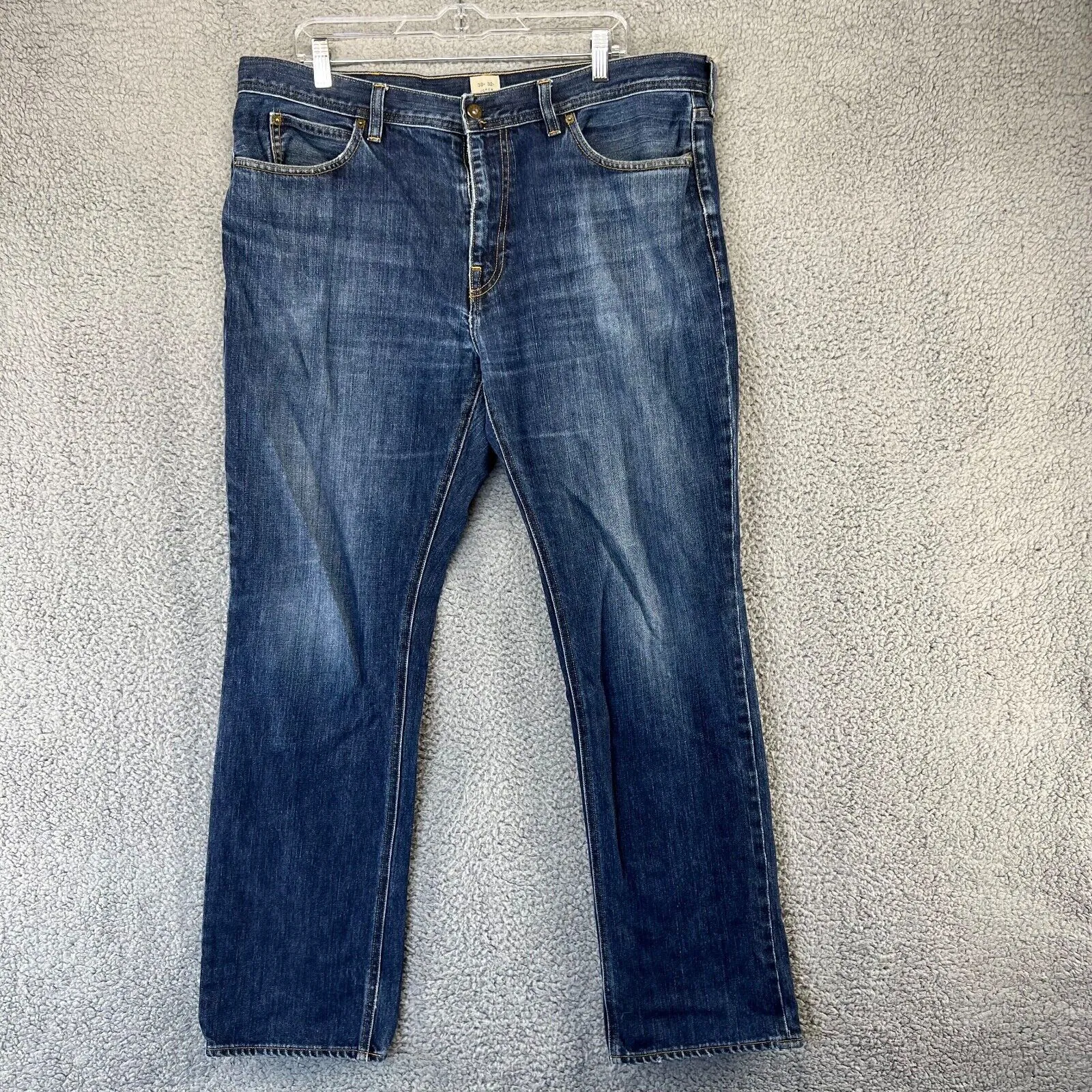J Crew Jeans Adult 38 Blue Denim Cotton Dark Wash Straight leg Cotton Fit 38x31