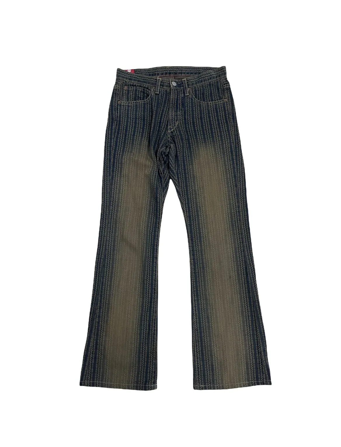 Flare🔥Blue way Rusty Denim Stripe chain printed