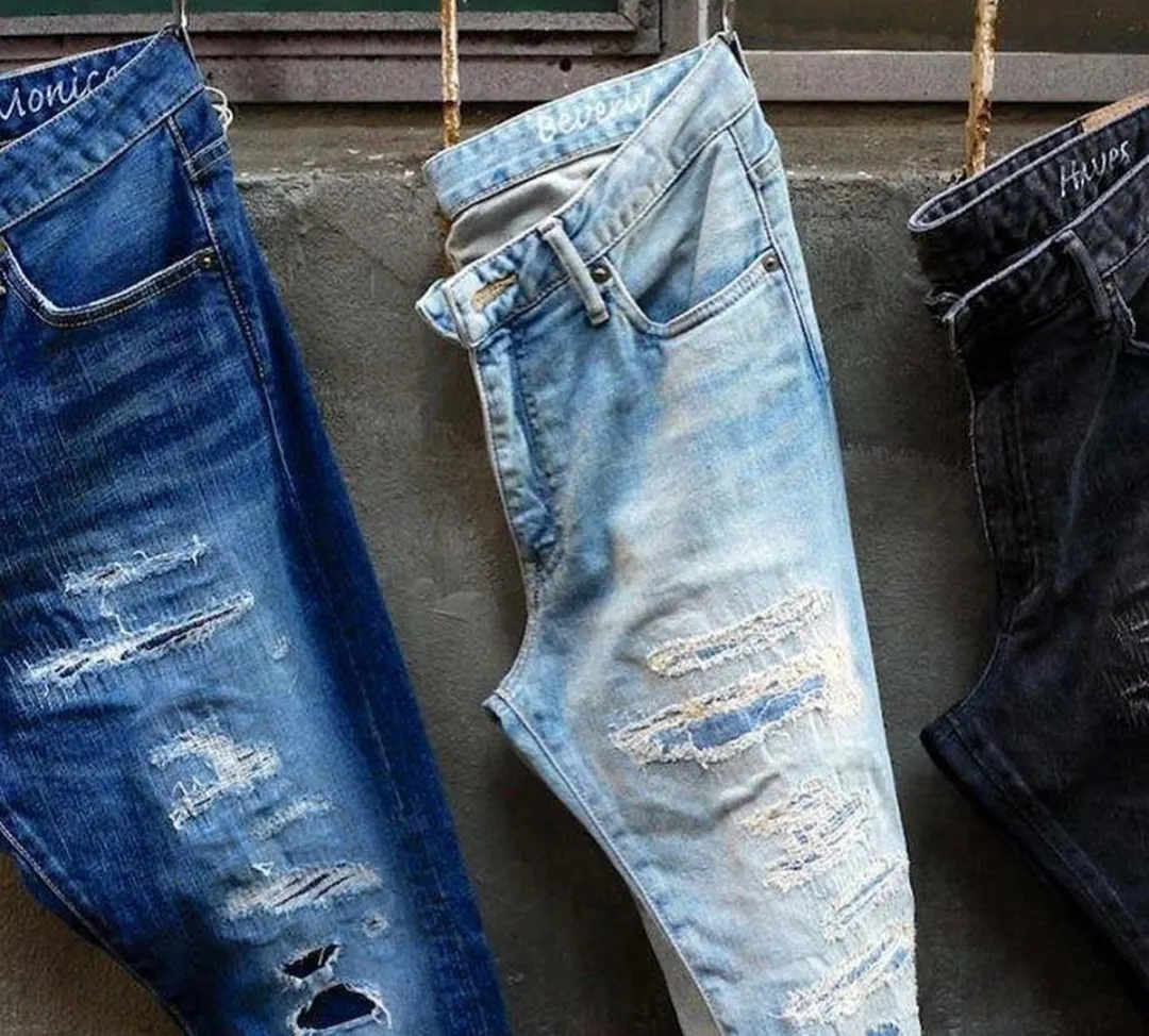 🔥🔥Japan Blue Santa Monica Patchwork Distressed Jeans Denim