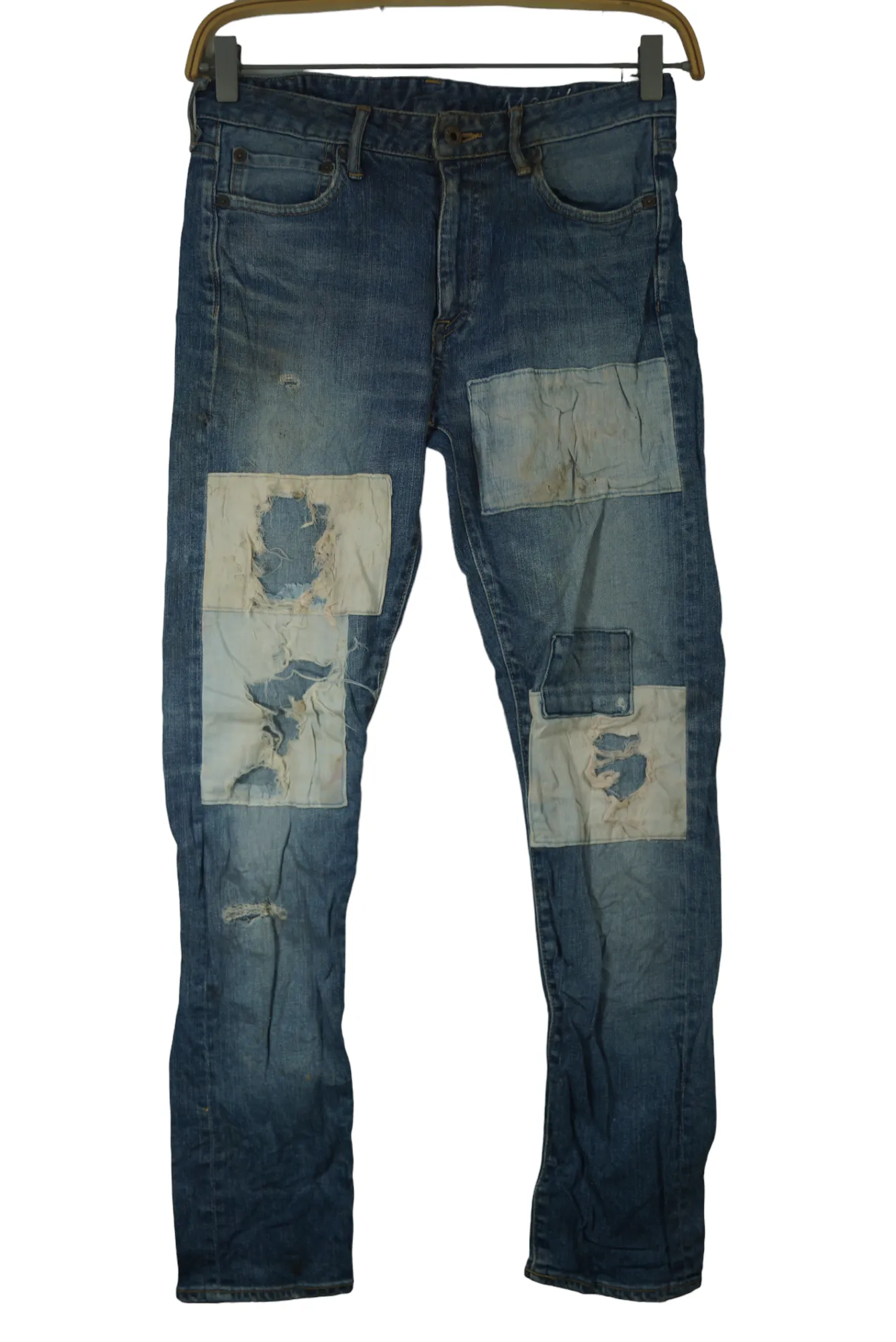 Rare!! Vintage Denim JapanBlue Jeans Malibu Zipper Patchwork