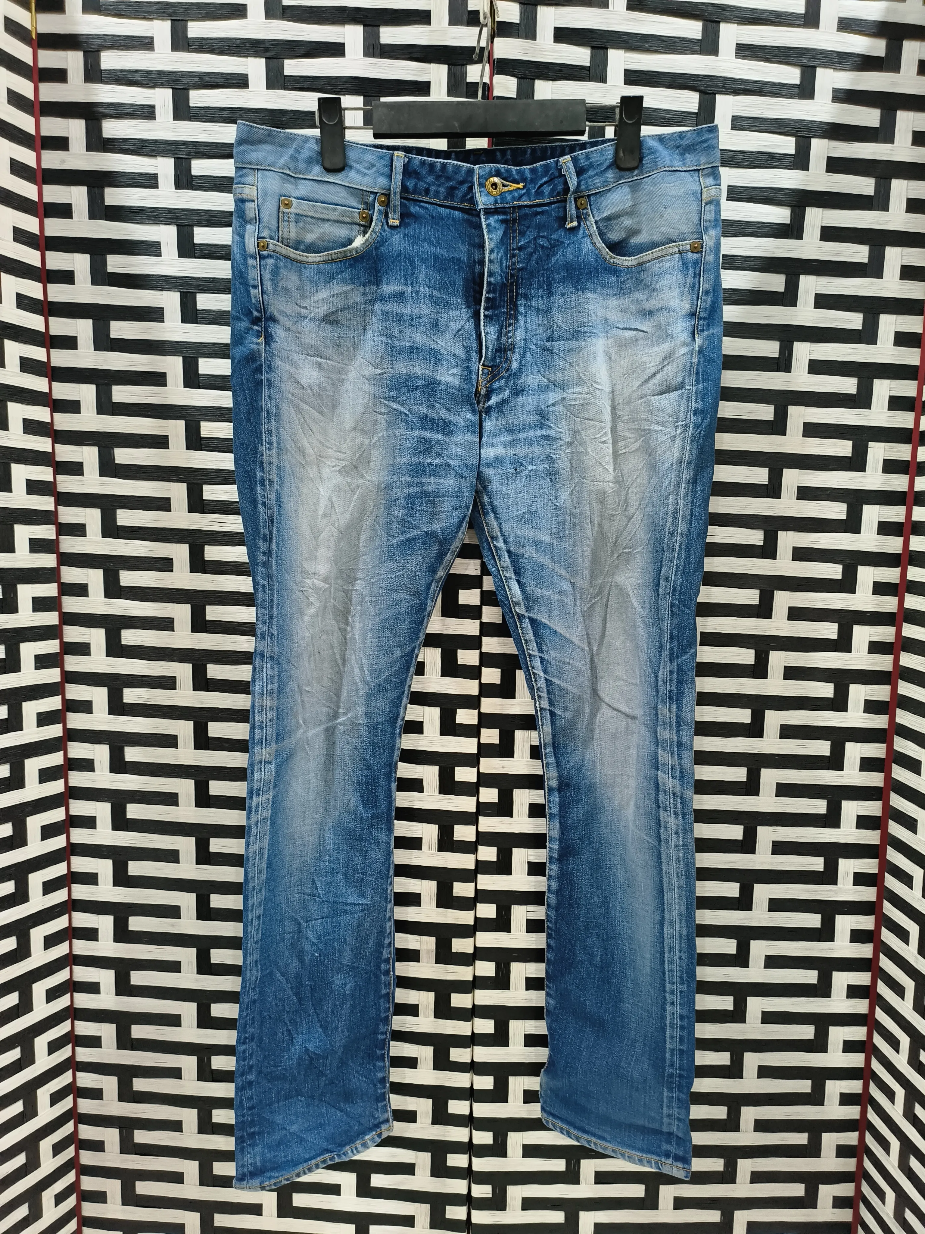 Distressed Japan blue jeans