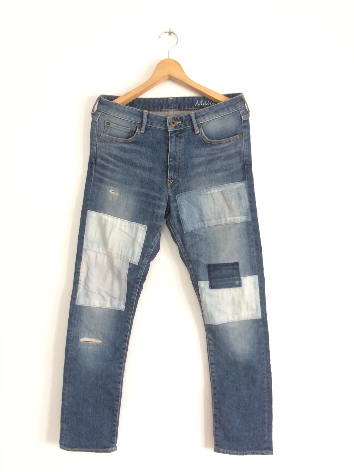 🔥🔥Japan Blue Jeans Patchwork Distressed Jeans Denim