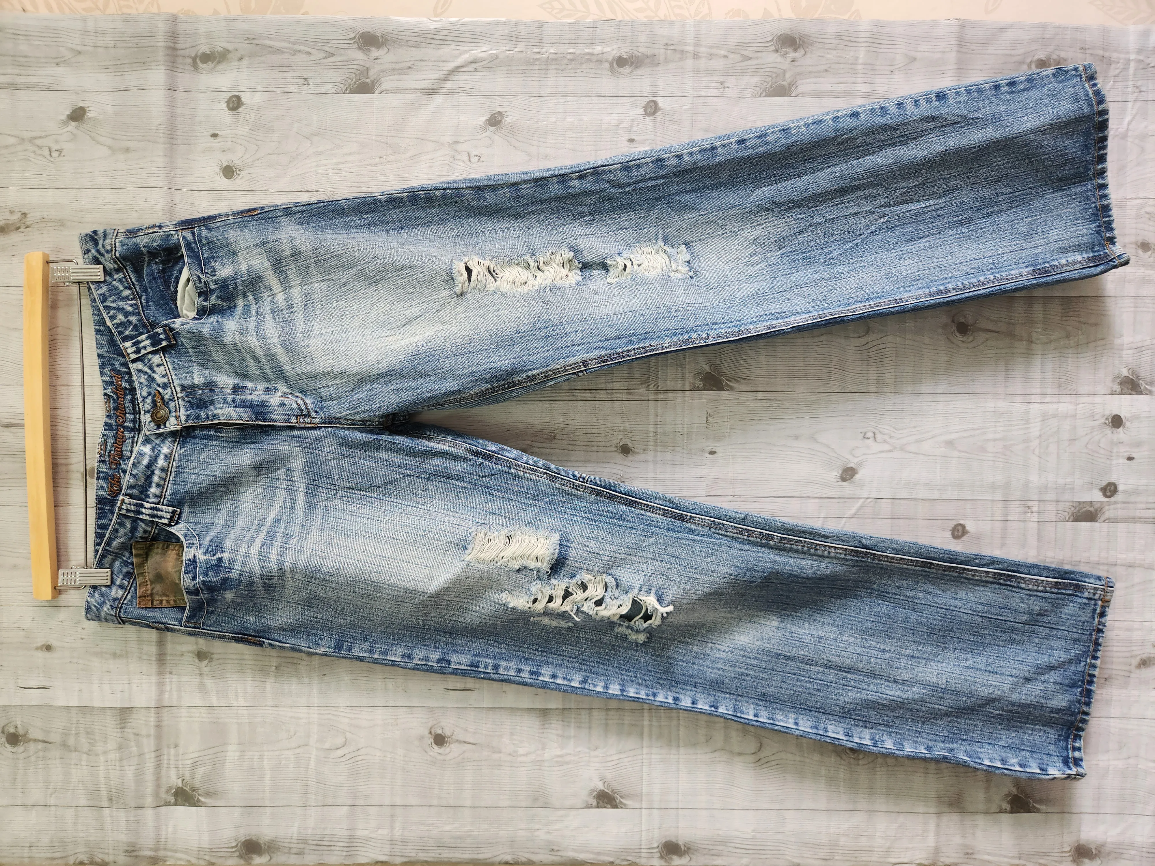 Sky Bomber Japan Blue Denim Ripped Jeans