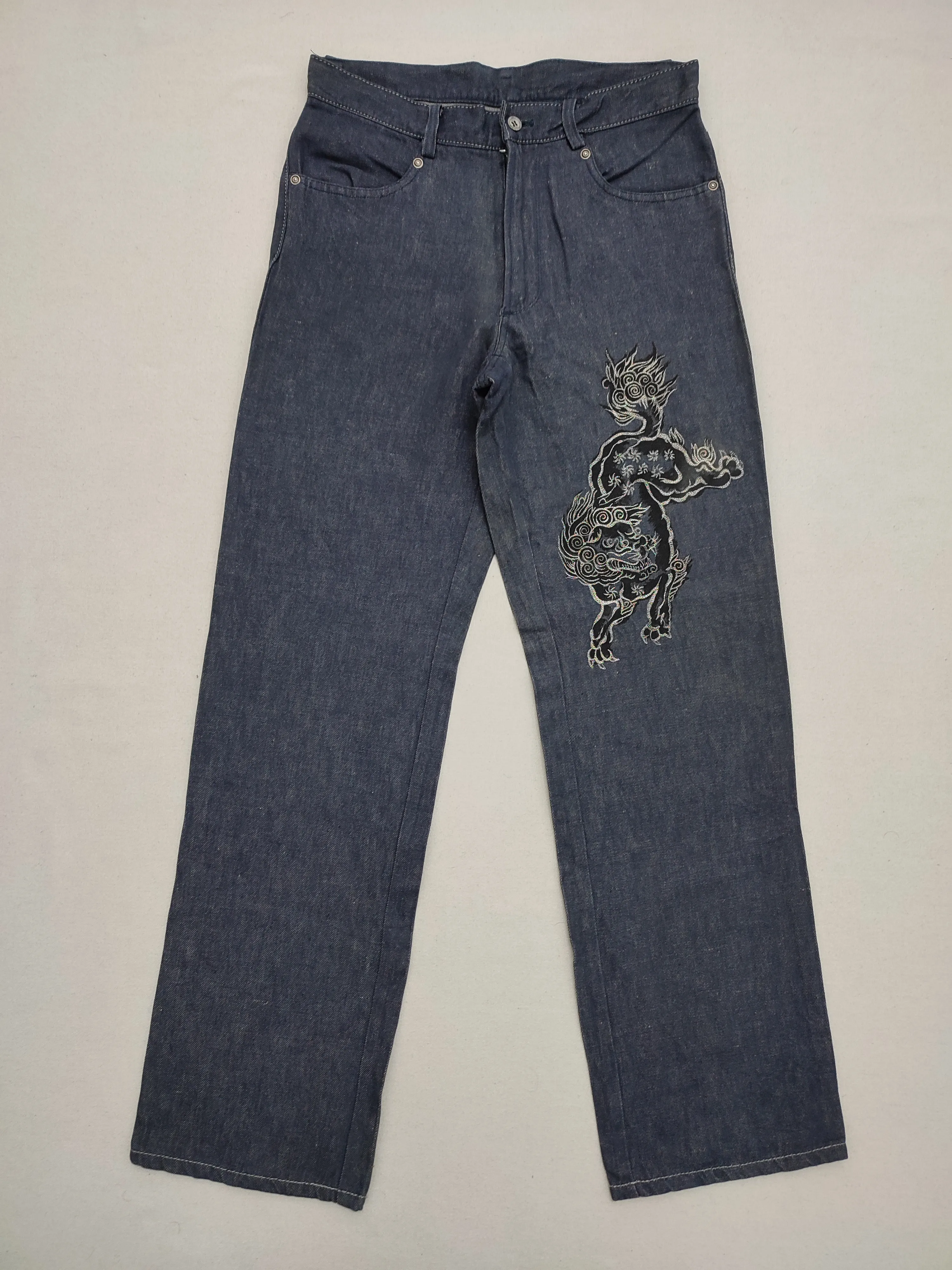 Jean Paul Gaultier Embroidered Denim Hemp Fabric