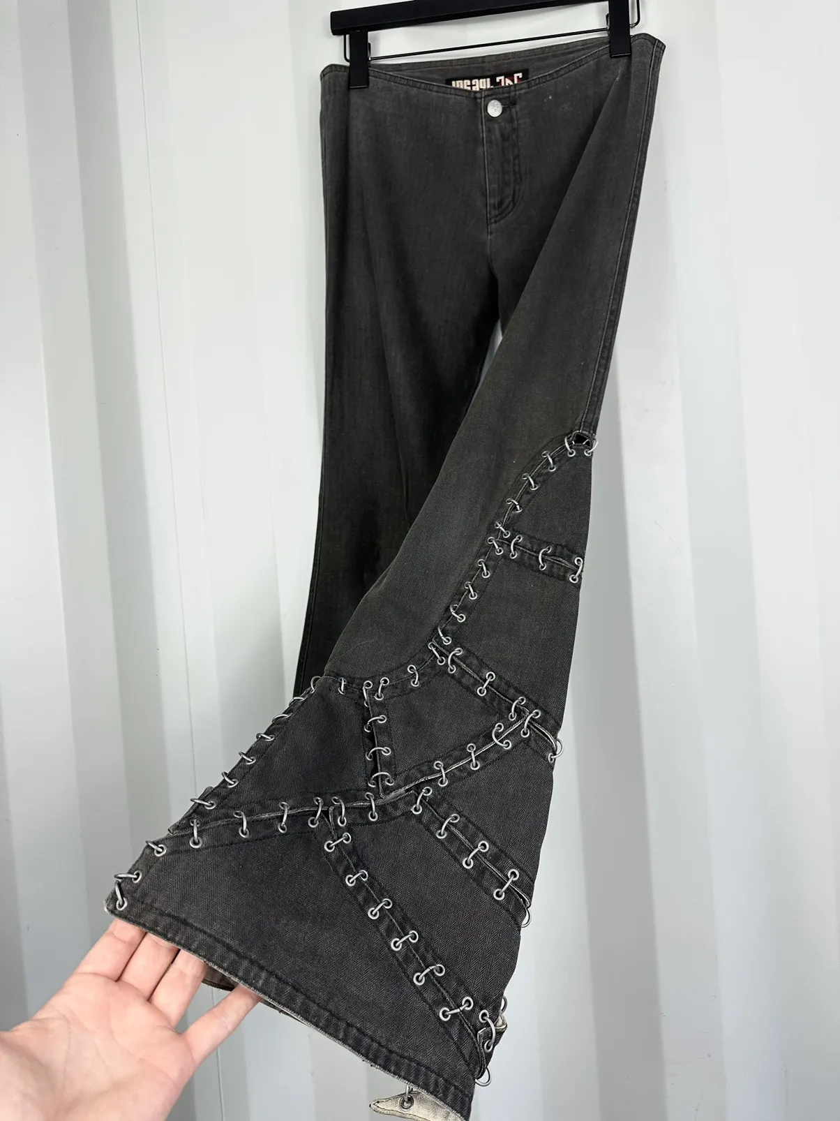 Pierced Patchwork Flare Denim