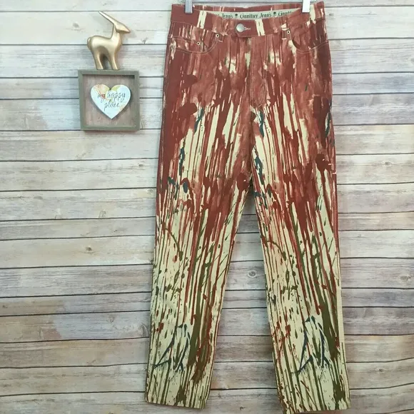 Jean Paul Gaultier Splatter Drip Paint Jeans Sz 40