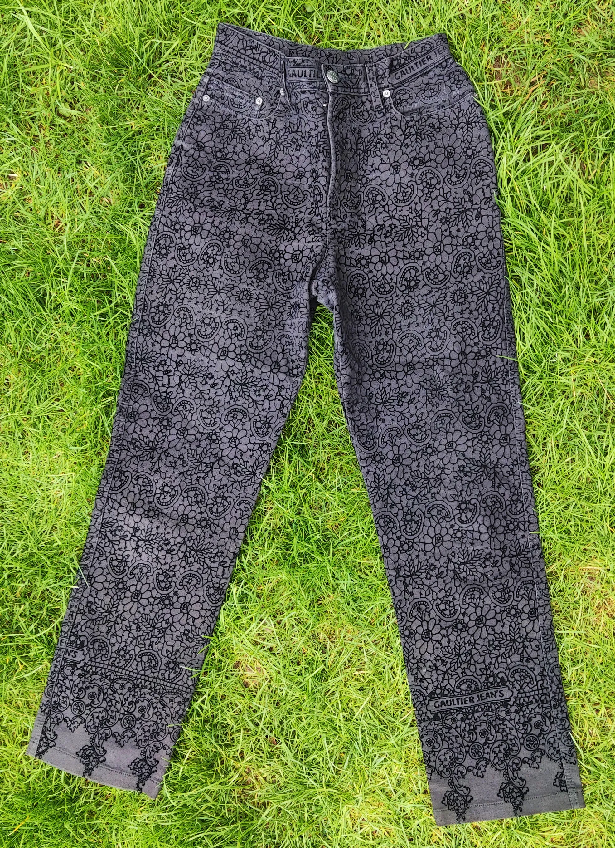 Jean Paul Gaultier Floral JPG Text Vintage Tattoo Pants