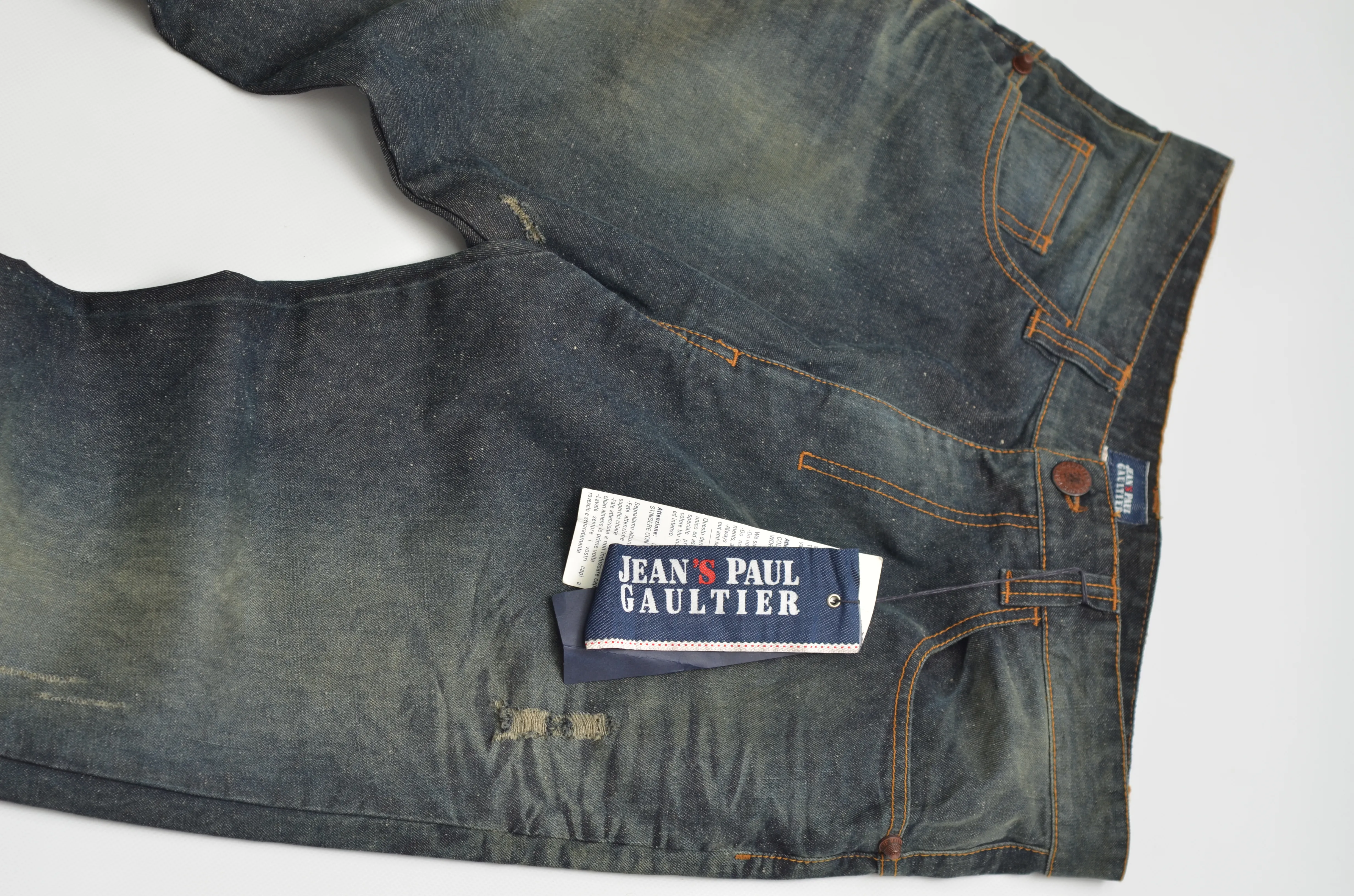 Jean Paul Gaultier JPG Distressed Denim Jeans Made in Italy