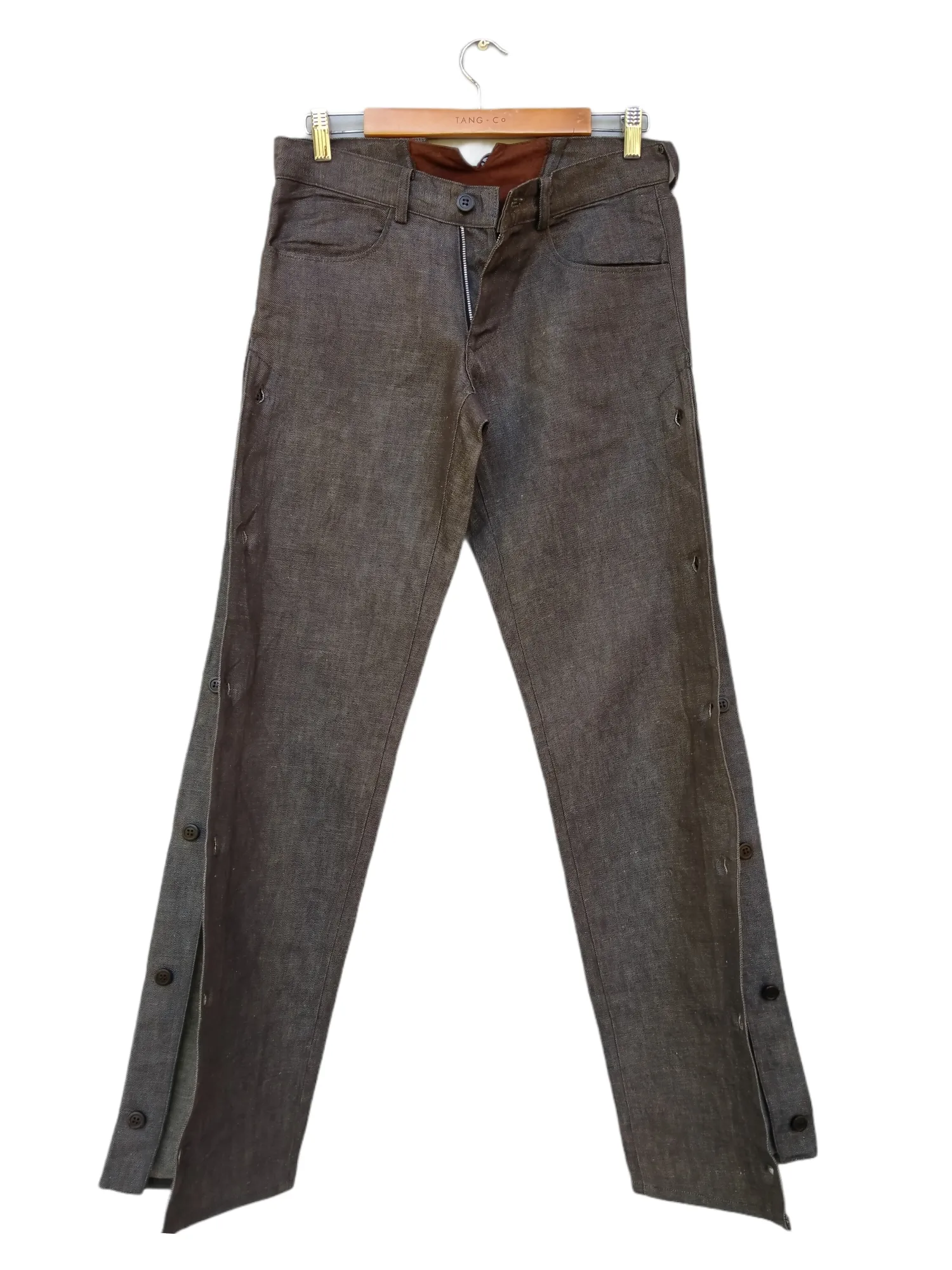 Iconic Gaultier Homme Object Wax Side Buttoned Lace Up Jeans