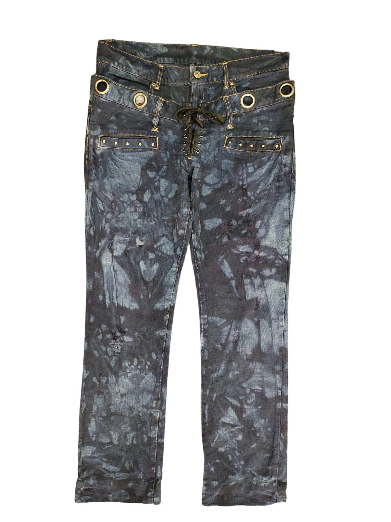 Japan Double Waist Distressed Dye Jeans Ppfm JPG Inspire