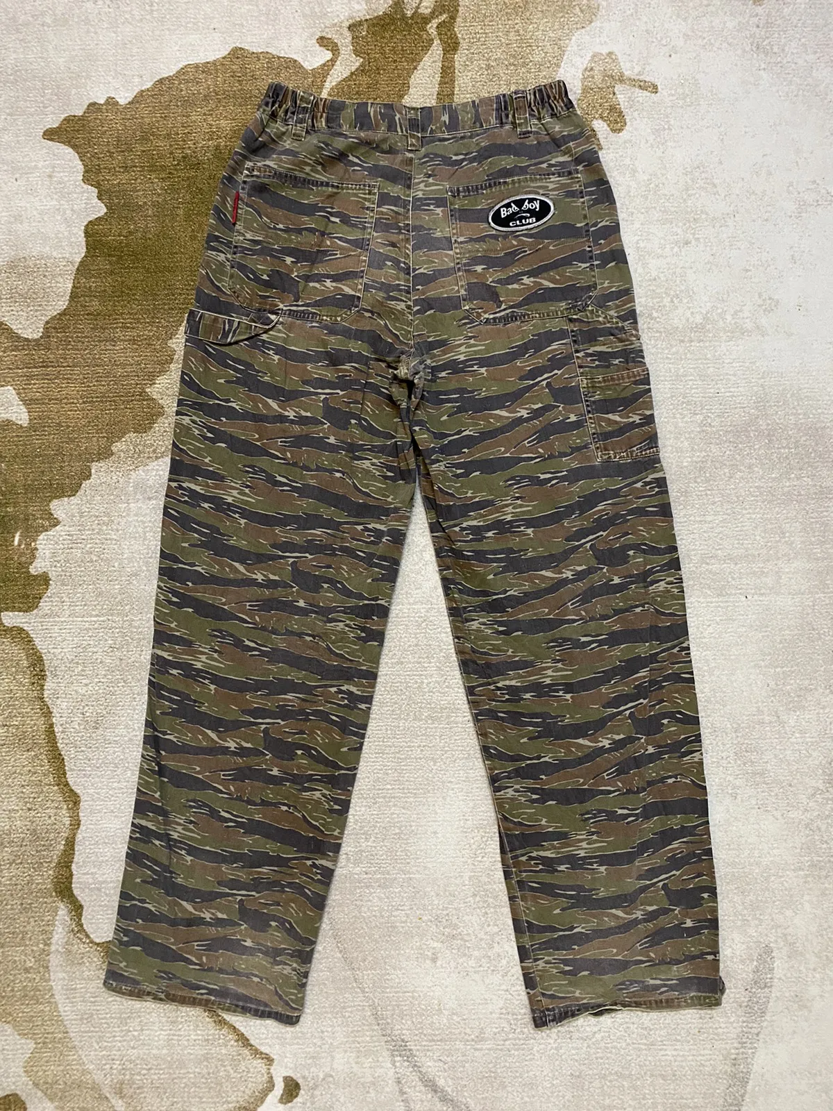 rare vintage bad boy club tiger camo carpenter pant