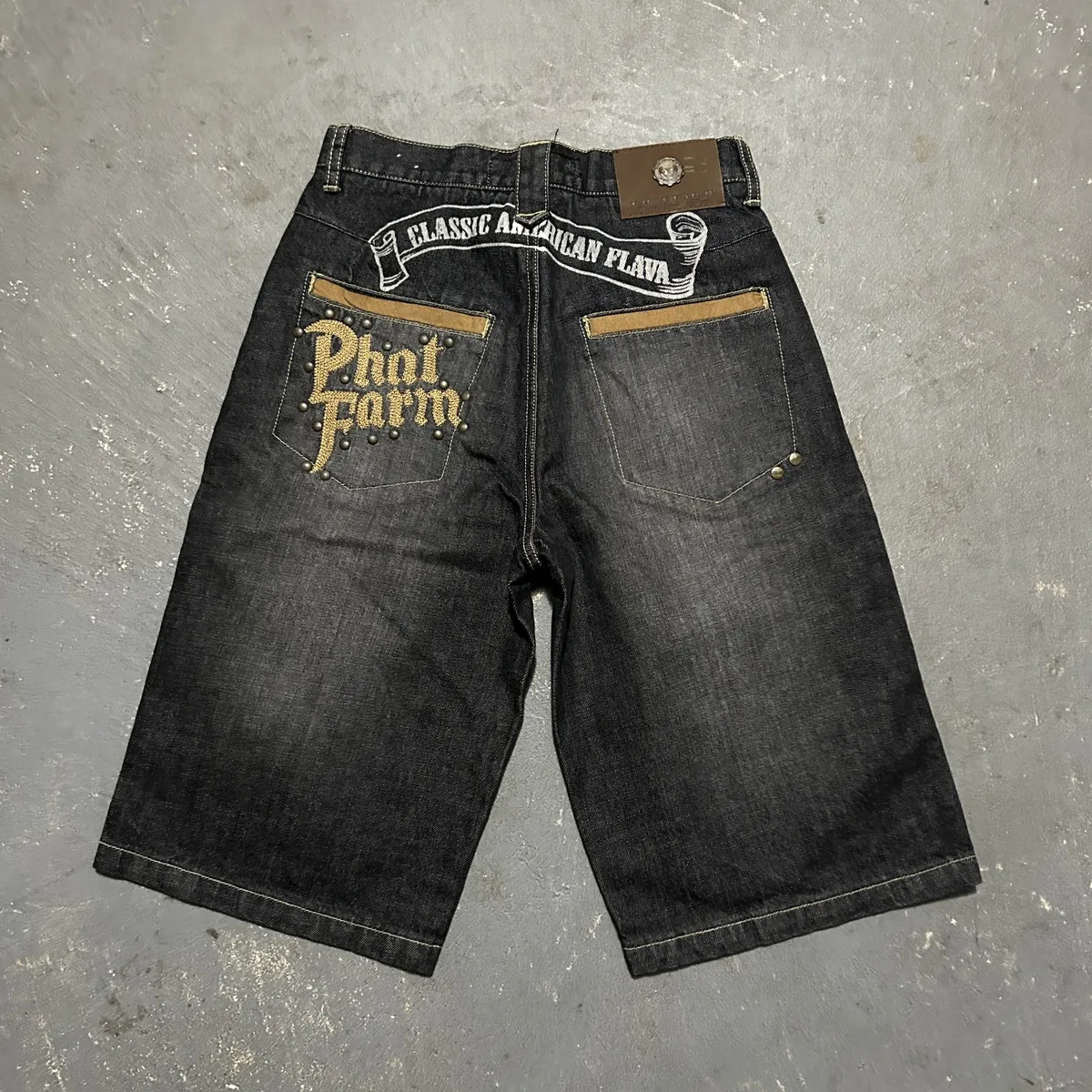 Crazy vintage y2k Phat farm baggy faded black jorts shorts